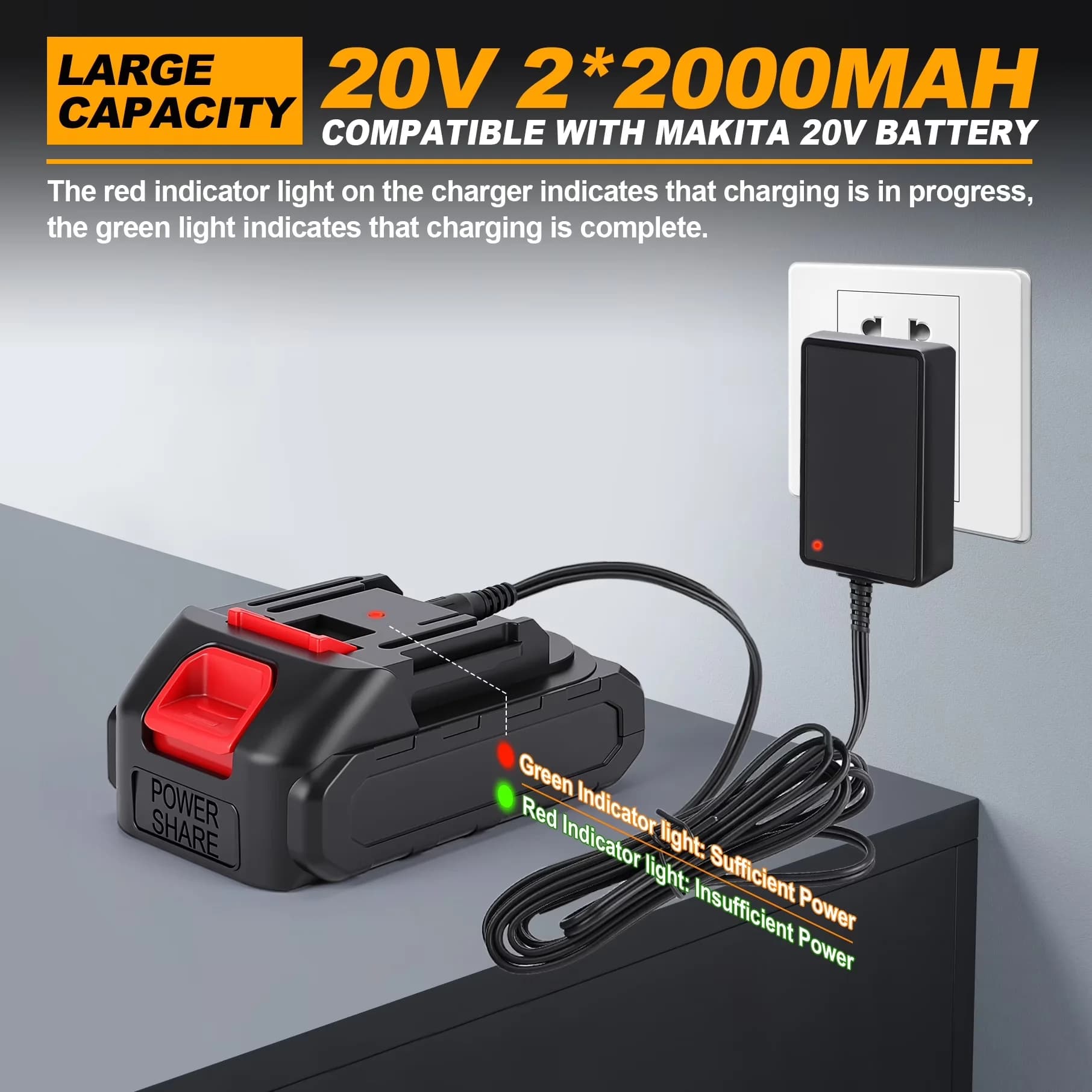 Modern Air Tools Compressor with Battery, 20V, Brushless Motor - Space-Saving Design Model 3A839A