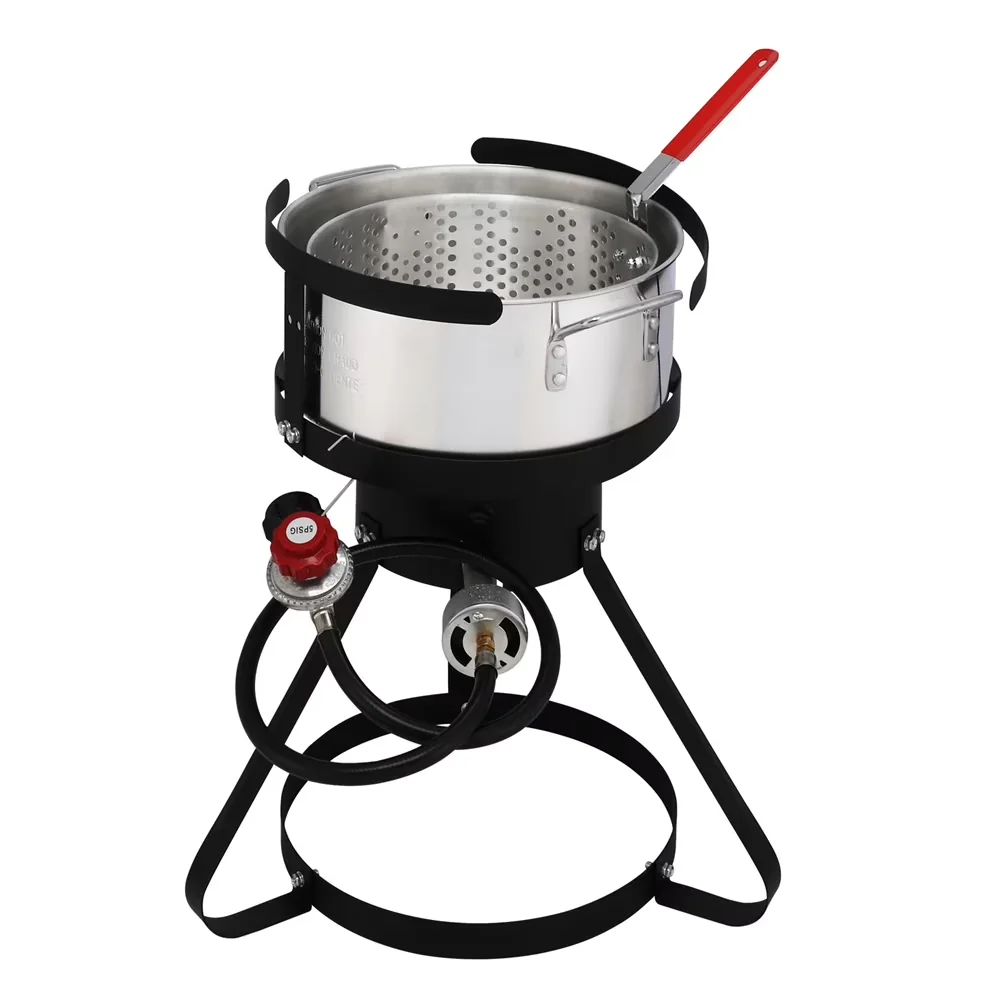 Outdoor Fryer Quality with 30 Qt Turkey Deep & 10QT Fish Kit, Ideal, Fish Boiler Steamer Set - Silver Aluminum Model 9310D0