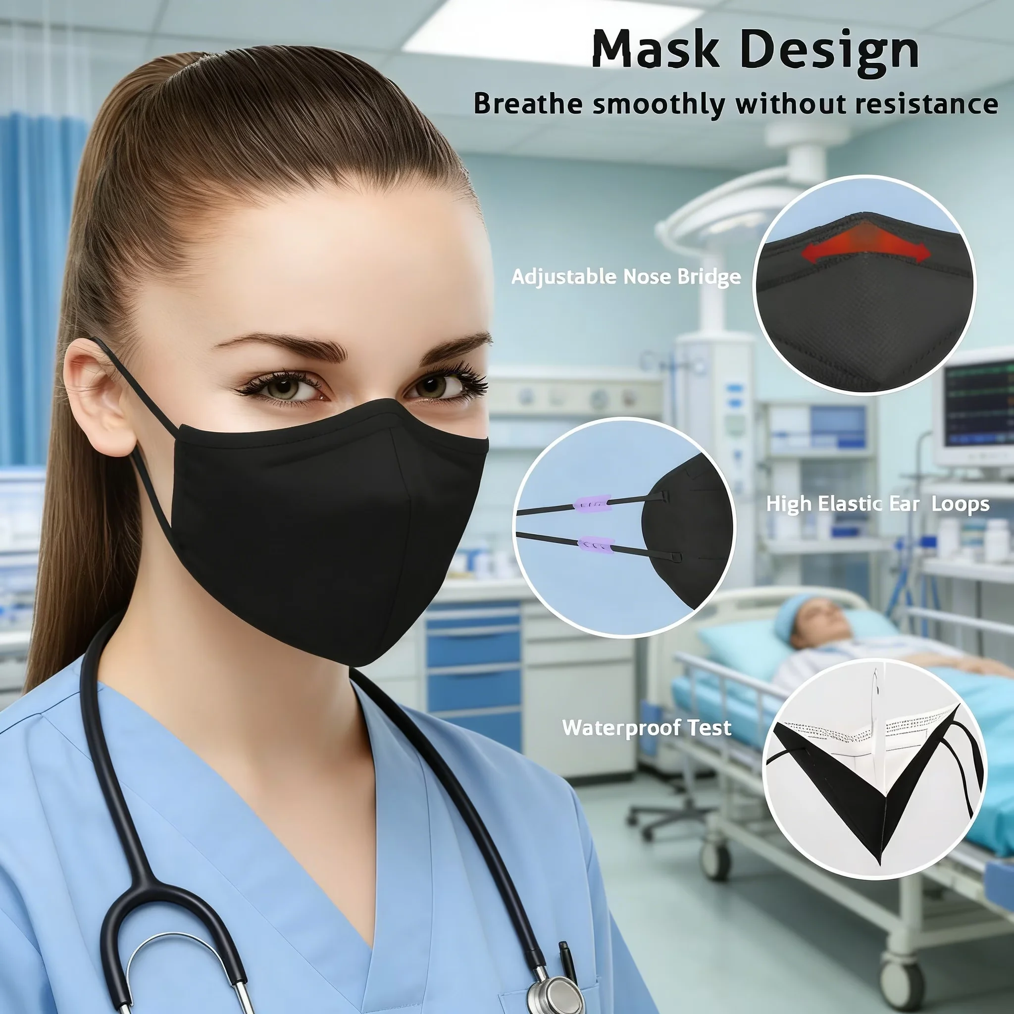 Protective Equipment Compact with Protective, Breathable, Protection - Non-Woven Polypropylene Fabric Black Model A6B0C5