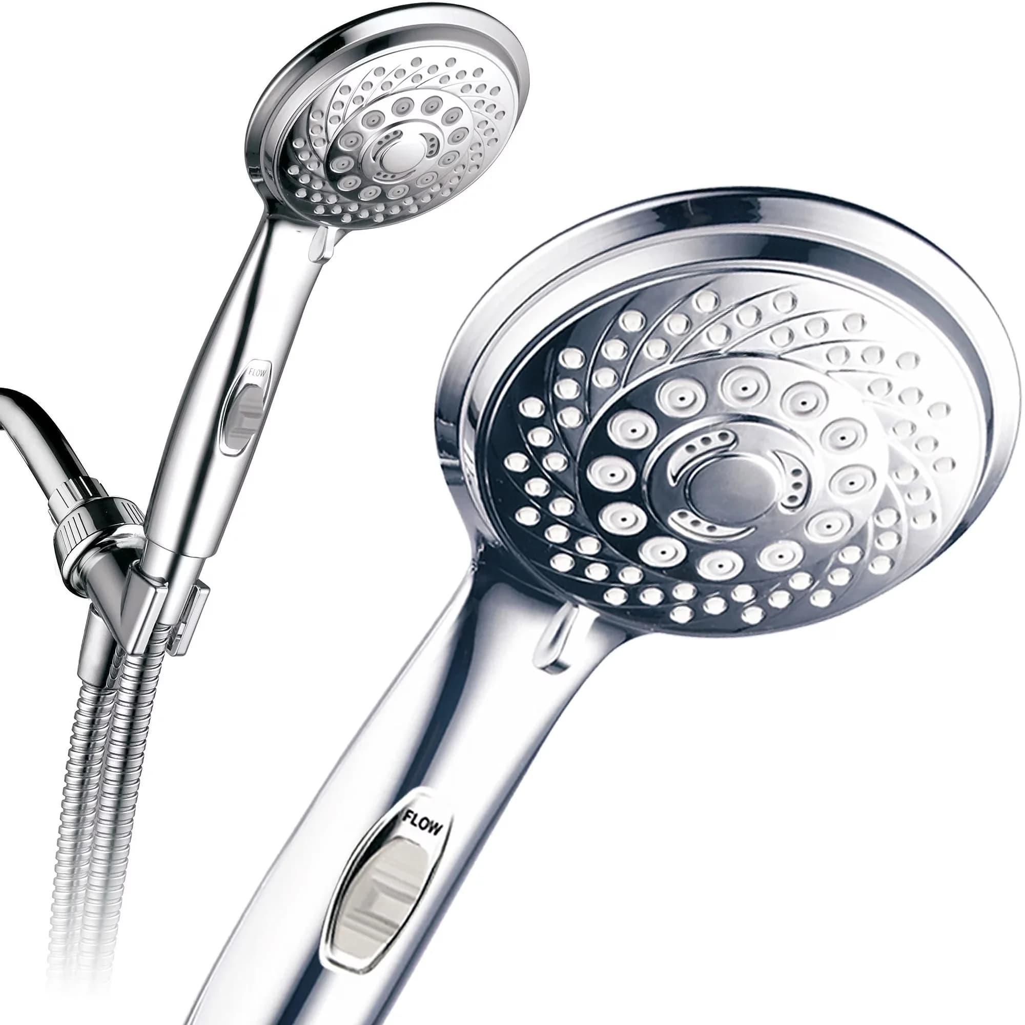 Professional Shower Head with Handheld, Large 4" Spiral chrome face, Chrome - Silver Chrome Model AC7D88