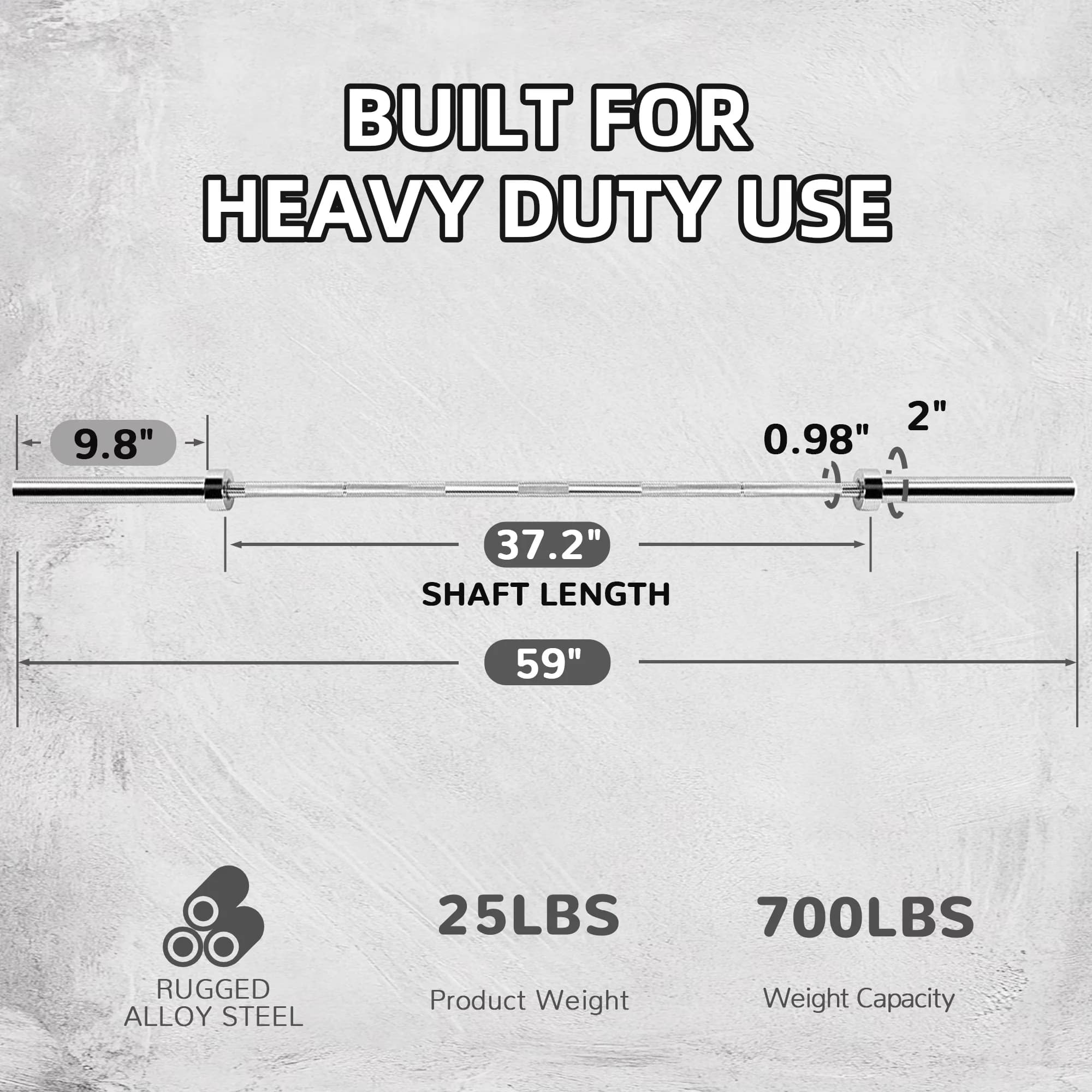 Premium Home Gym Accessory with Non-Slip, 700-Pound capacity, Olympic Bar - Steel Model 924B55