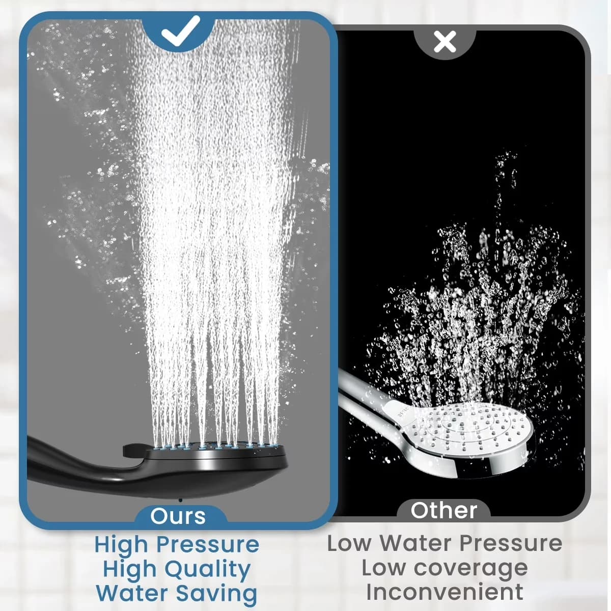 Shower Head Reliable with Adjustable Angle, Black, High Pressure - Abs 4.5" Model E807E4