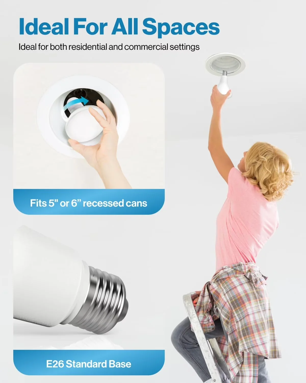 Novelty Light Versatile with LED, 11W, Sunco 6 Pack BR30 Bulbs LED for Home, Kitchen - Model DFE13B