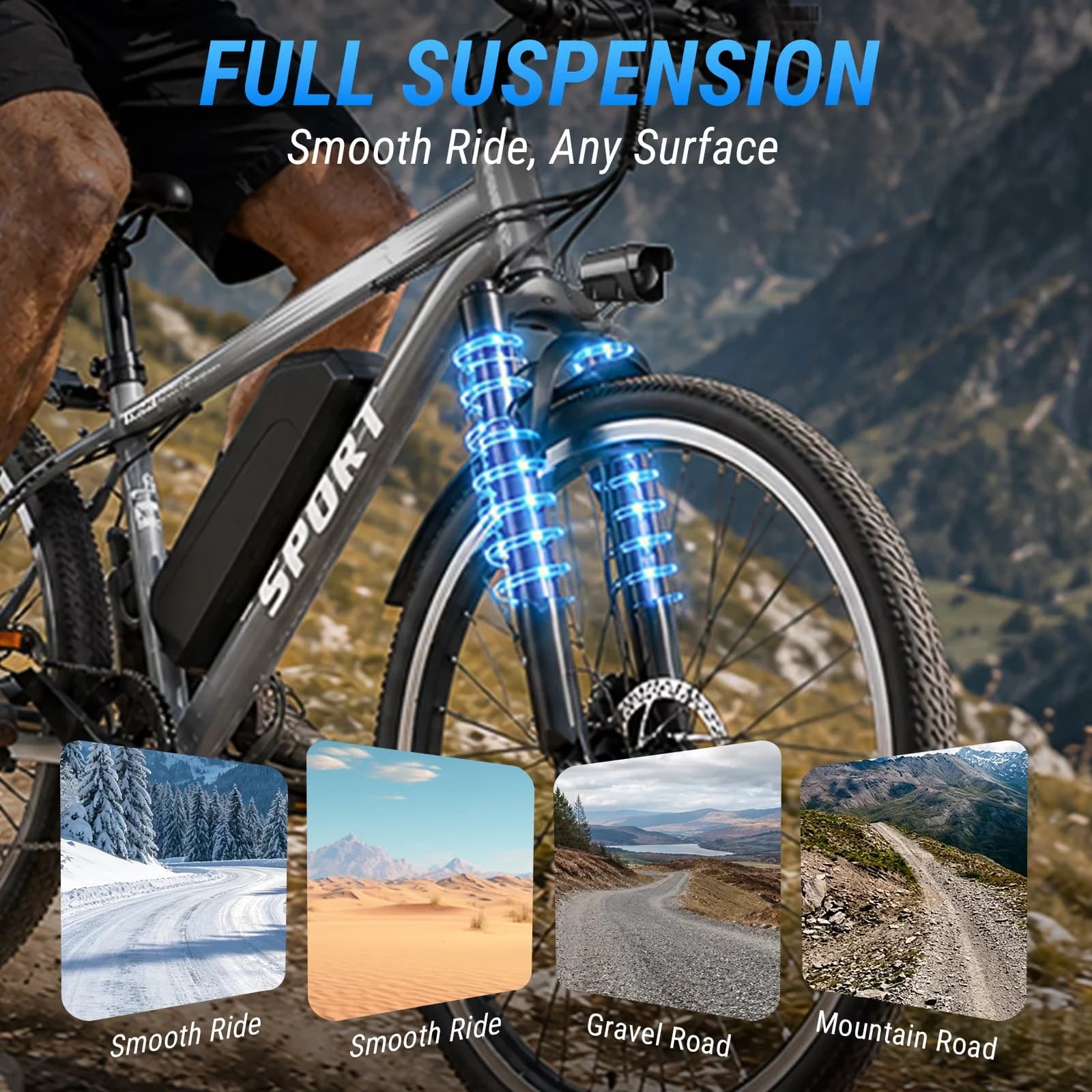 Quality Electric Bike with Battery, 750W, Adult Mountain - Gray - Essential Collection Model DDEBAD