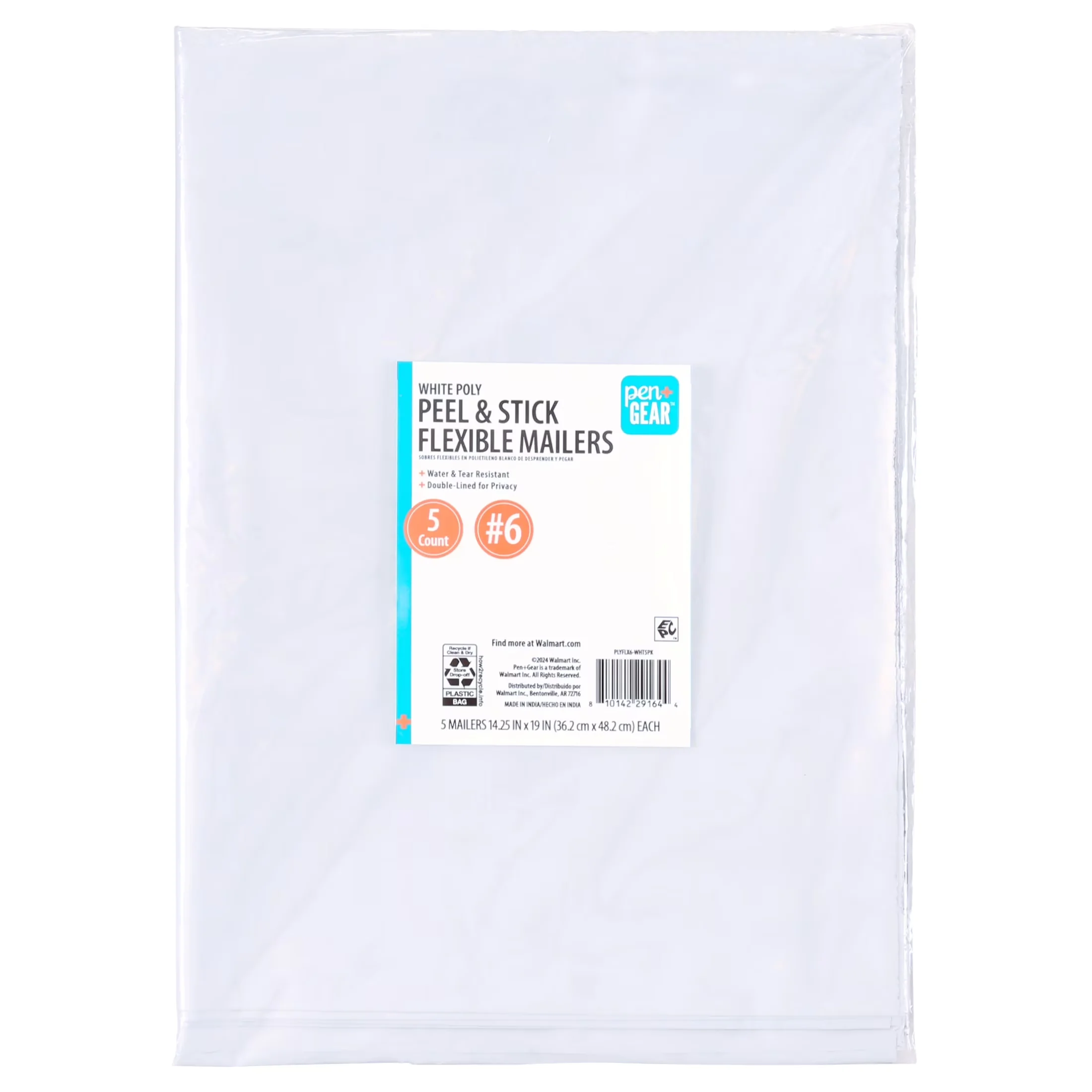 Durable Moving with #6 size, 14.25 in. x 19 in., White color, Self-Seal Poly Flexible Mailers - White Poly Model 493B76