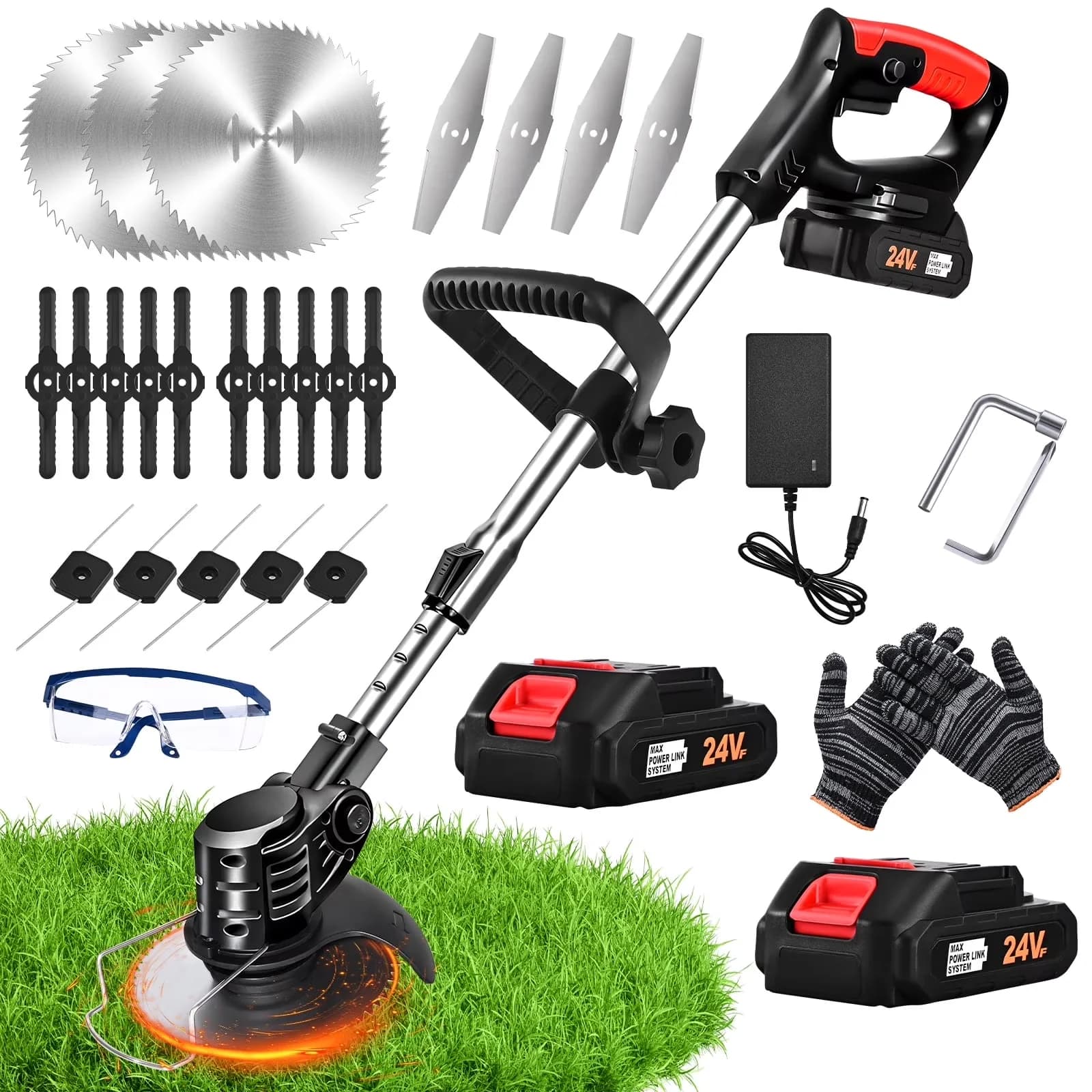 Versatile String Trimmer with Grass Cutter Machine, Black, Cordless - Electric Model 93991F