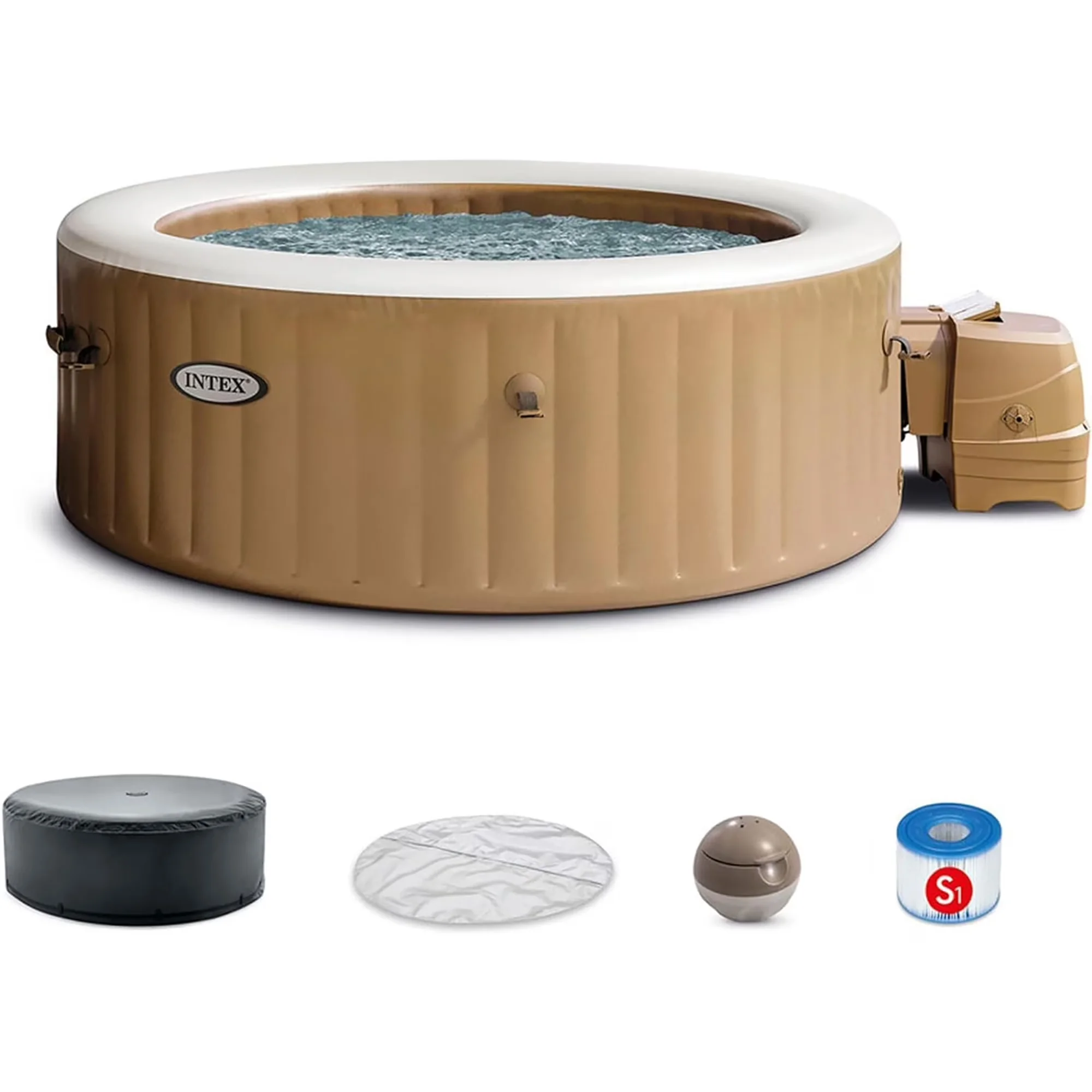 Modern Hot Tub with Energy Efficient, Inflatable, 85" Round Outdoor Heated Bubble Spa - Model 6327DD
