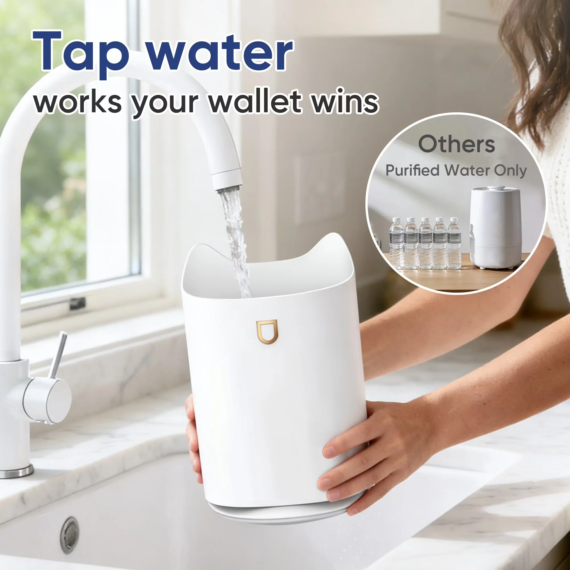 Essential Humidifier with Variable Speed, Automatic Shut-Off - White for Bedroom, Office Model 0A8AA2