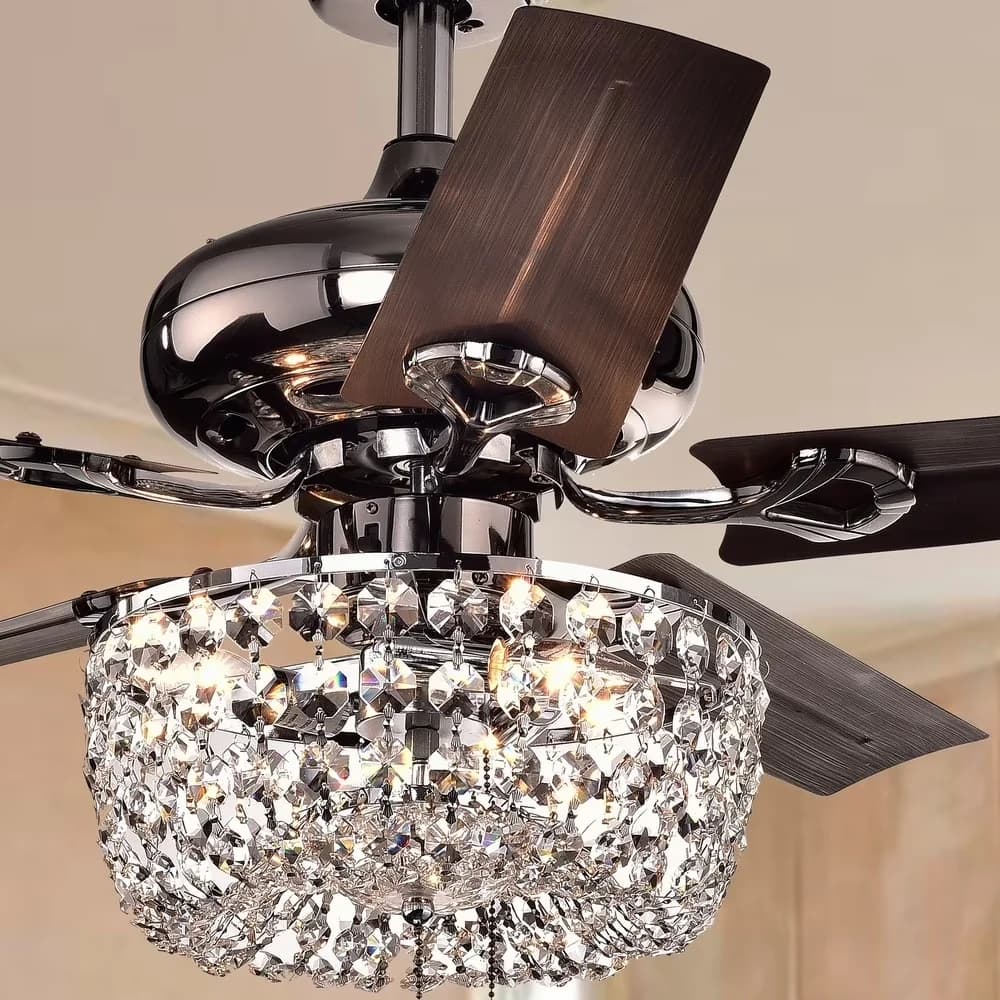 Premium Ceiling Fan with Incandescent, Remote Controlled - Silver Crystal Model E58C35