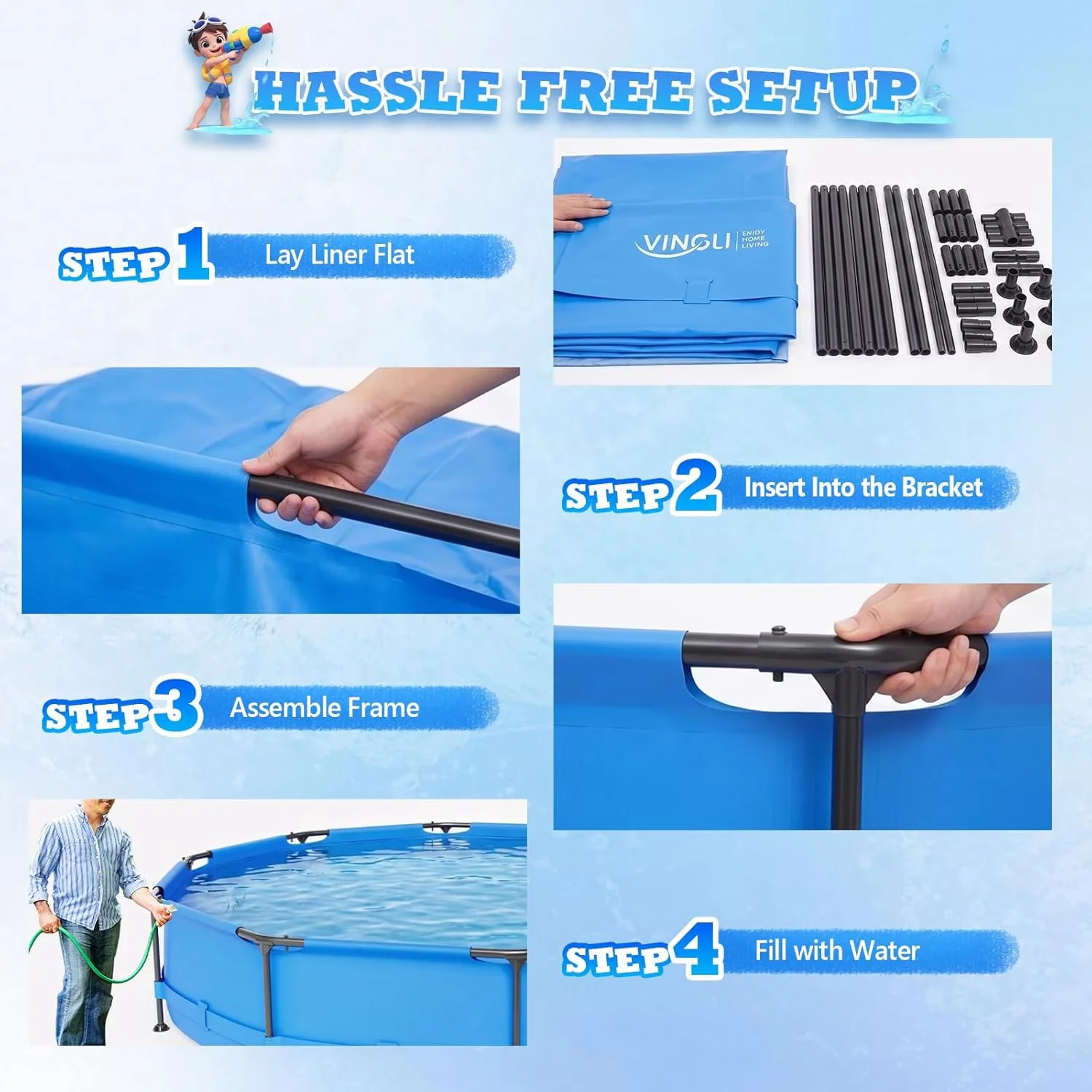 Innovative Above Ground Pool with Uv Resistant, 12ft x 30in Round - Blue Model CA7CF6