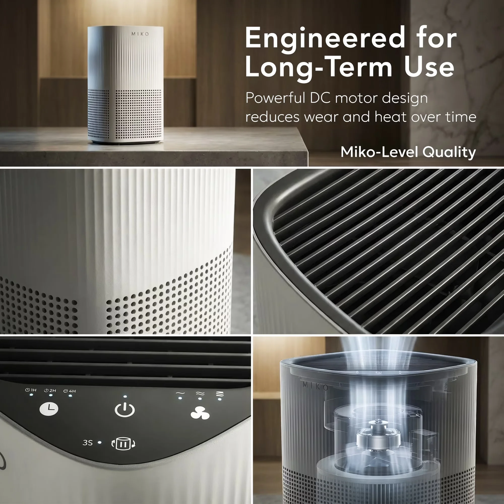 Efficient Air Purifier with Automatic Shut-Off, Aromatherapy, True HEPA Filter - White Model BD840C