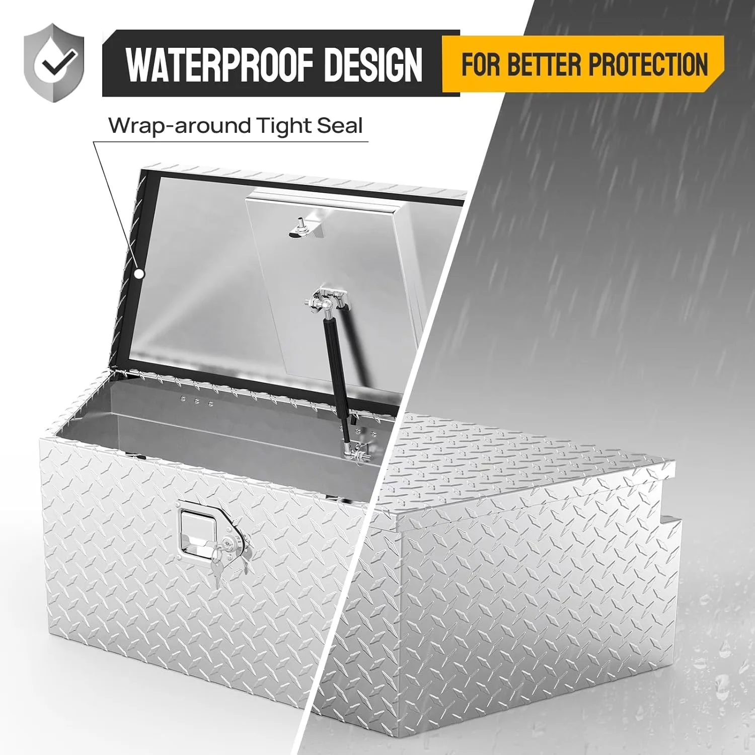 Classic Toolstorage with Hinged, Lock Keys, 39" Truck Bed Tool Box - Silver Aluminum Model 6F8090
