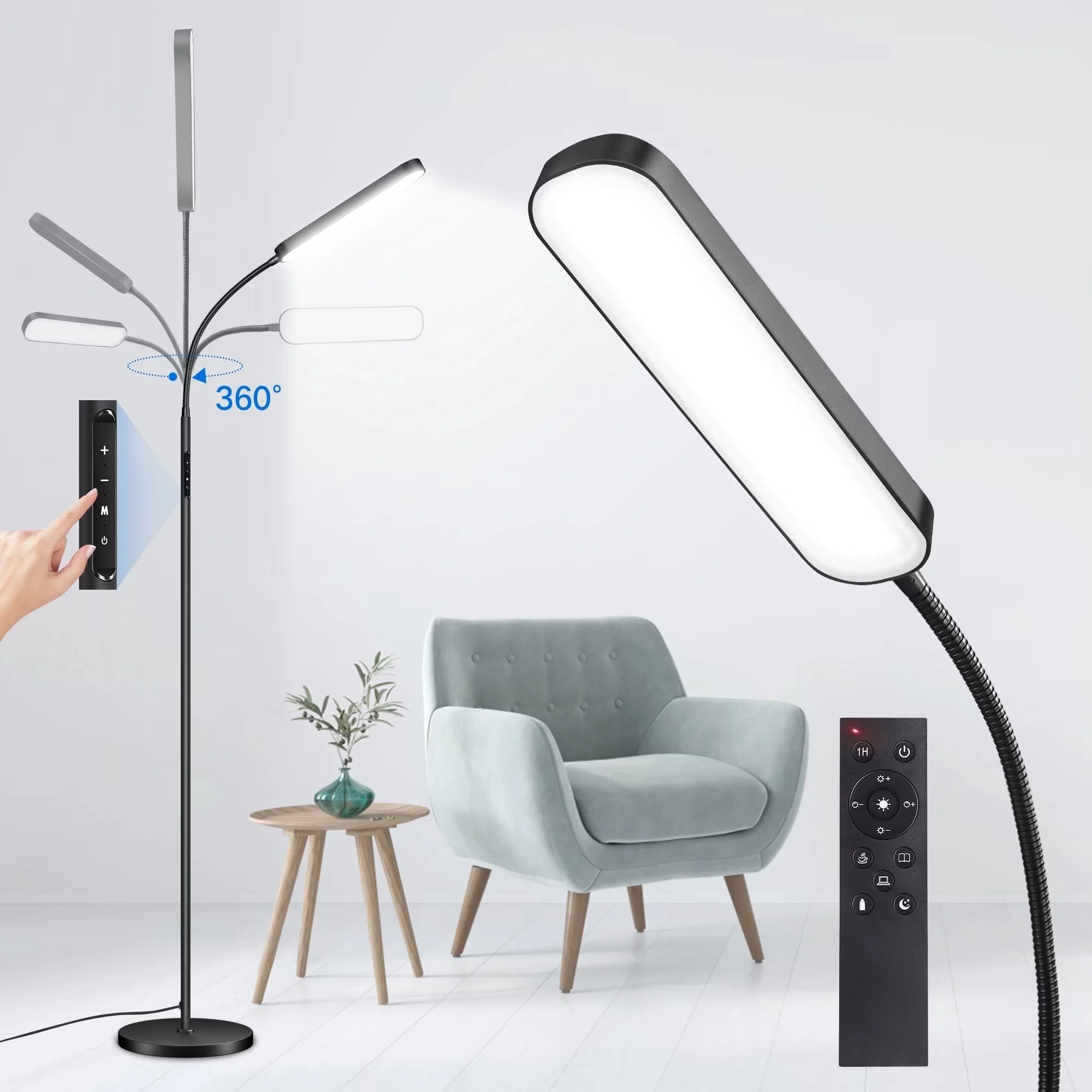 Professional Floor Lamp with LED, Adjustable Height, Specification: - Metal Black Model 7CA4F3