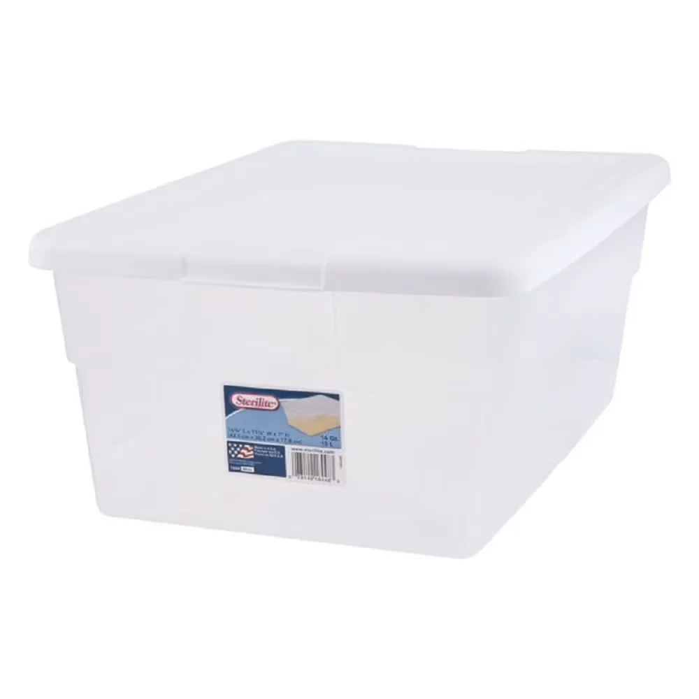 Sleek Garage Storage Supply with Stackable, Recessed handles for easy lifting, Clear (6) - Clear Plastic Model F992A1