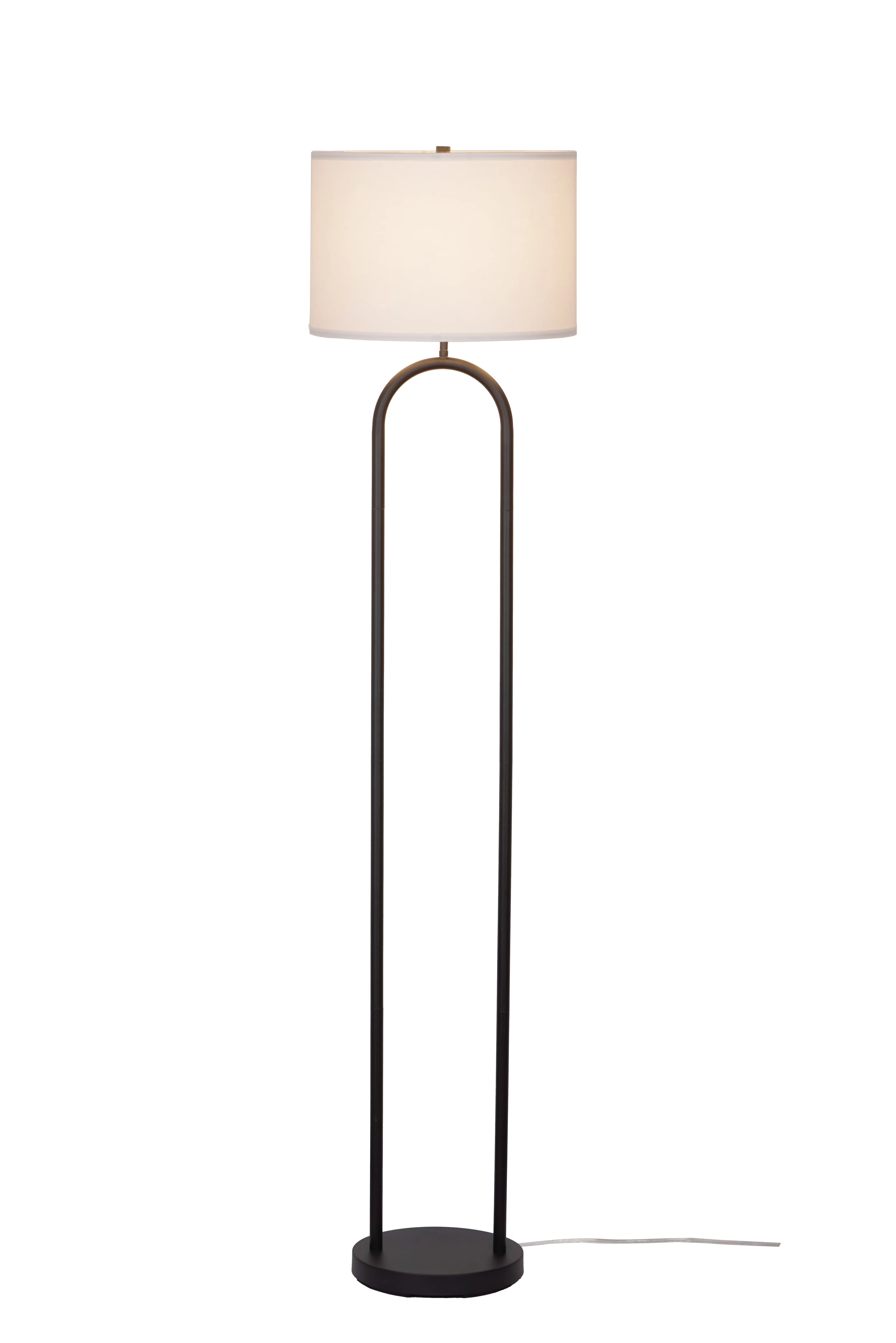 Professional Floor Lamp with Incandescent, Transitional, 64" Dual Pole Arch Metal - Black Metal Model AD0DA5