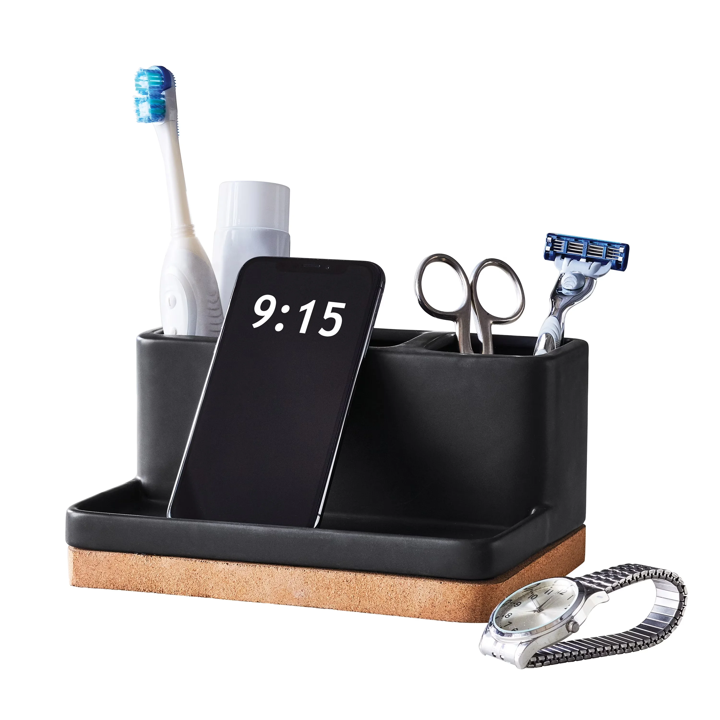 Bathroom Renovation Premium with Divided, Dimensions: 5.80" x 8.00" x 4.10" - Black 100% Ceramic Model C468CE