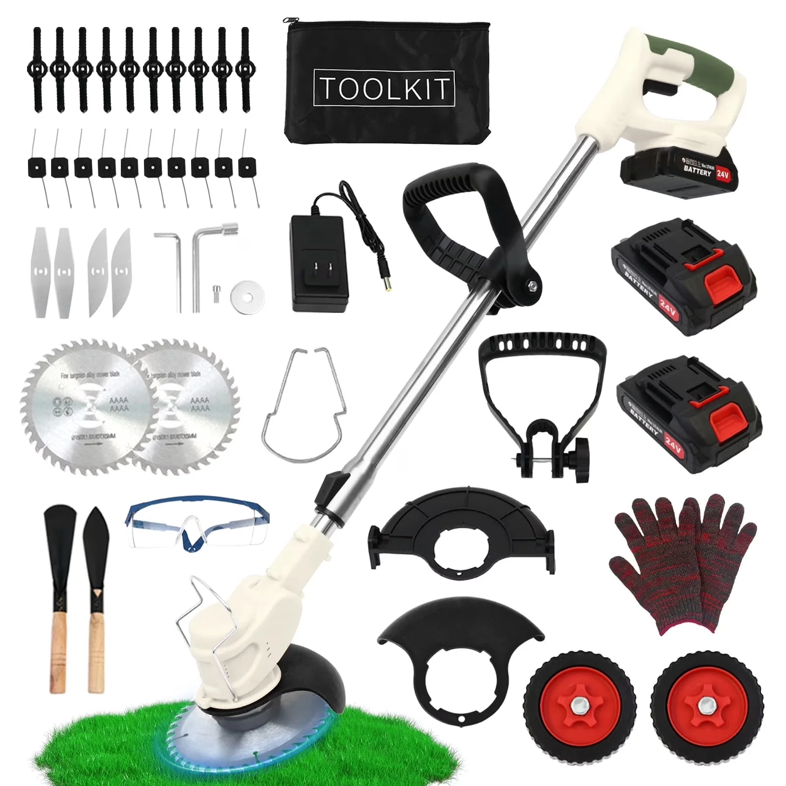 Efficient String Trimmer with Battery, Extendable, Weed Cordless - White Model B24FE6