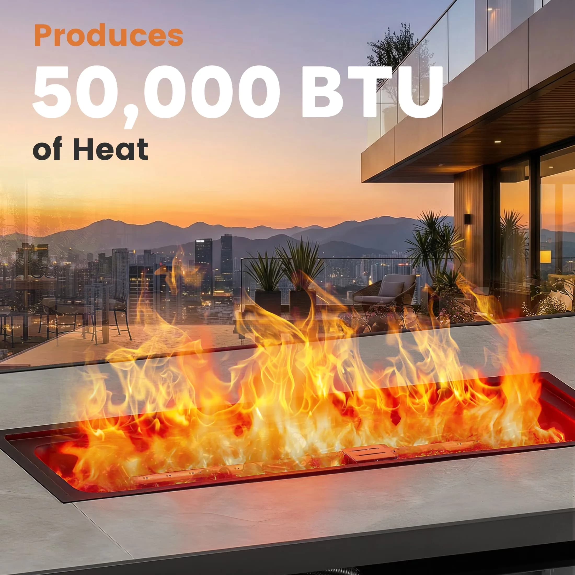Outdoor Heating Durable with 50000 BTU, Adjustable Flame - Black Tile, Iron Model 09EBC7