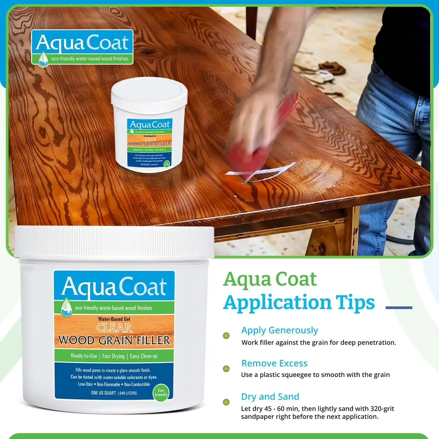 Efficient Building Material with Easy To Clean, 32 oz, Water-Based Clear Wood Grain Filler Gel - Clear Qt Model 633665
