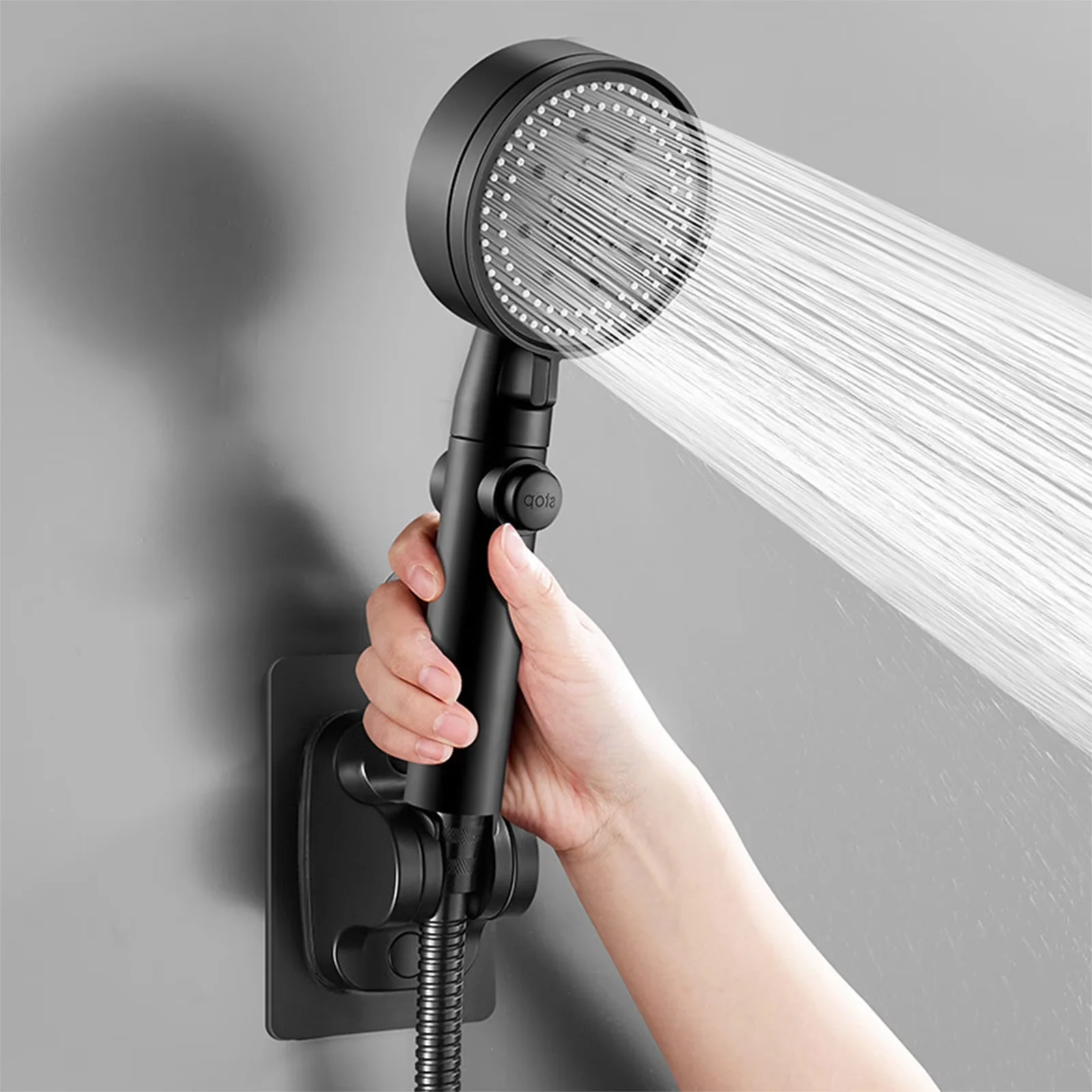 Compact Shower Head with Easy To Install, Hose and on off Switch, 5 Setting High Pressure Handheld - Abs Shower Head Model 6334ED