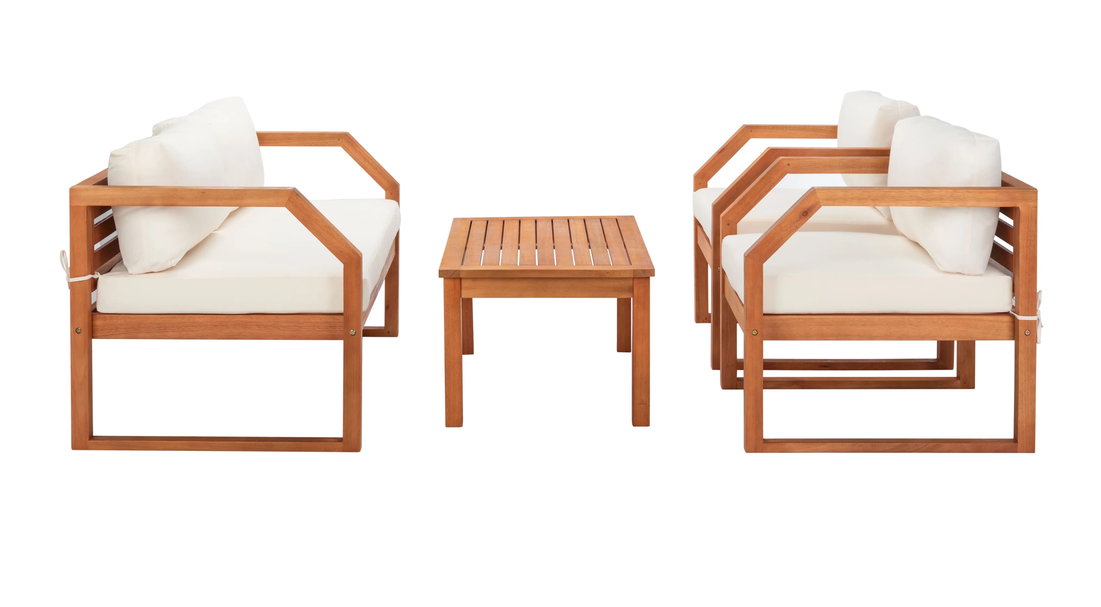 Compact Patio Conversation Set with Color: Natural/Beige, Minor Assembly Required, Cushion: Beige - Wood Beige Model B36442