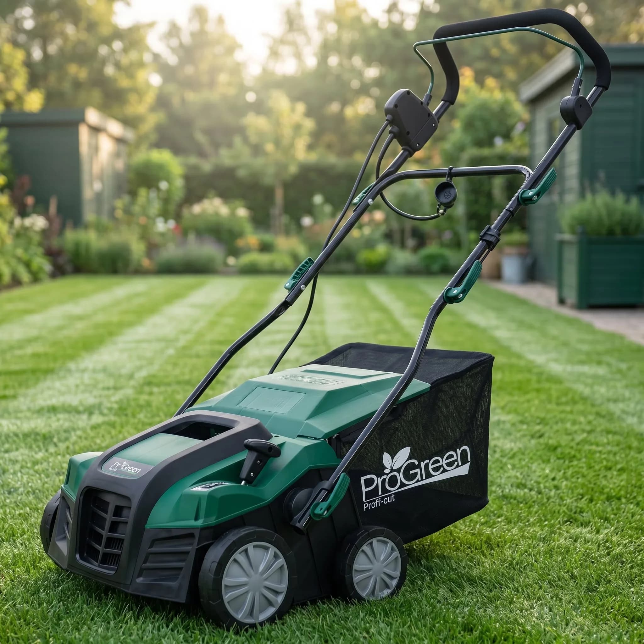 Efficient Push Mower with Adjustable Handle Bar, Adjustable Cutting Height, 2-in-1 - Green Model 865AAA