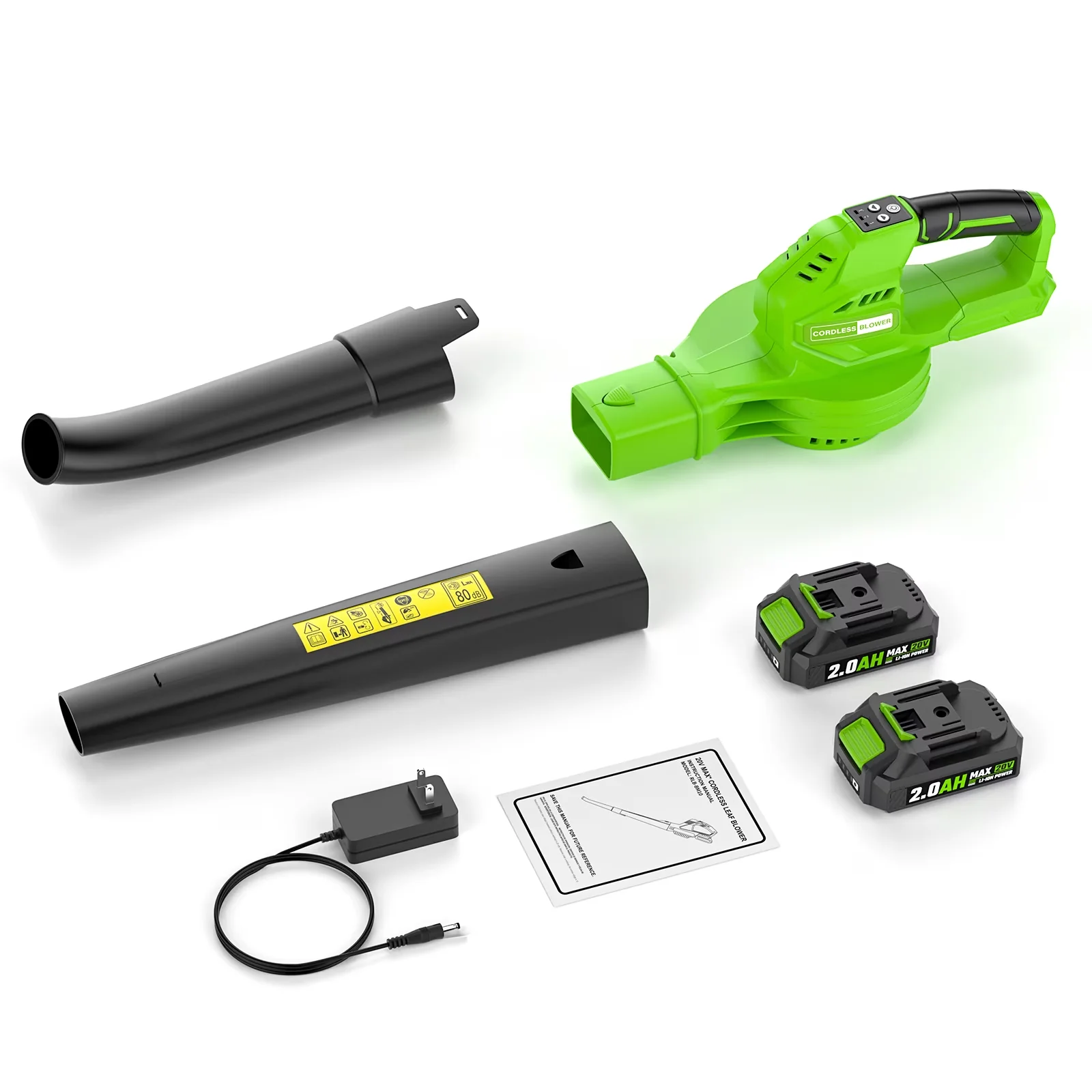 Stylish Leaf Blower with Battery, 20V, Lightweight Battery Powered Blowers - Model 4DC60E