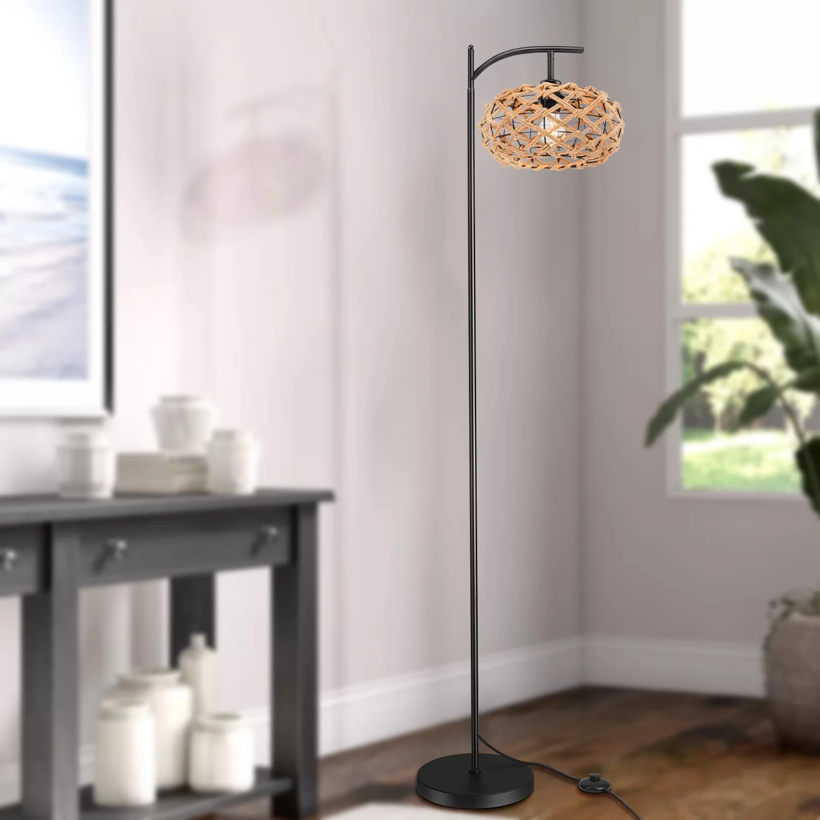 Stylish Floor Lamp with Standard Lamps, Farmhouse - Iron Brown, Black, Multicolor for Living Room, Bedroom Model B5E128