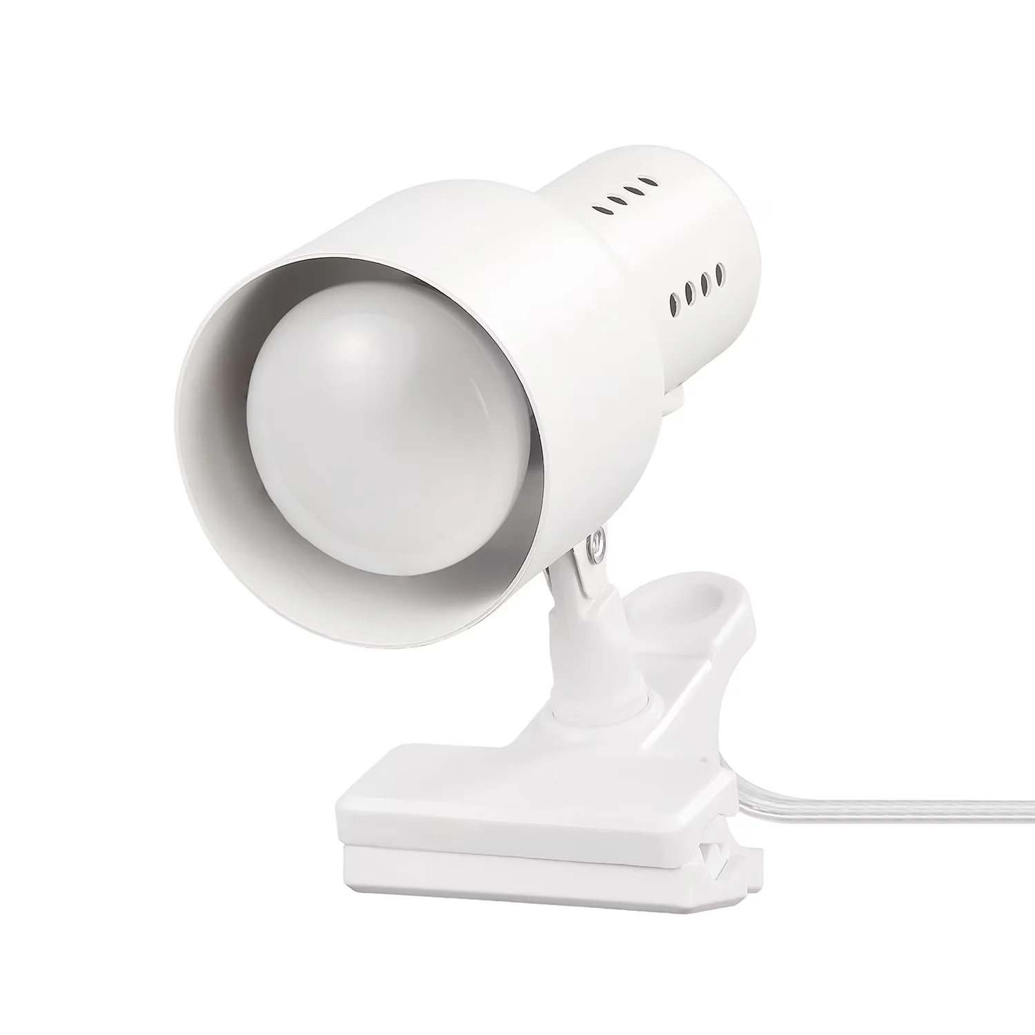 Versatile Desk Lamp with Incandescent, Clip-On Lamps, Jojo 5.5" Matte White Clip-Arm - White Metal Model F264D8