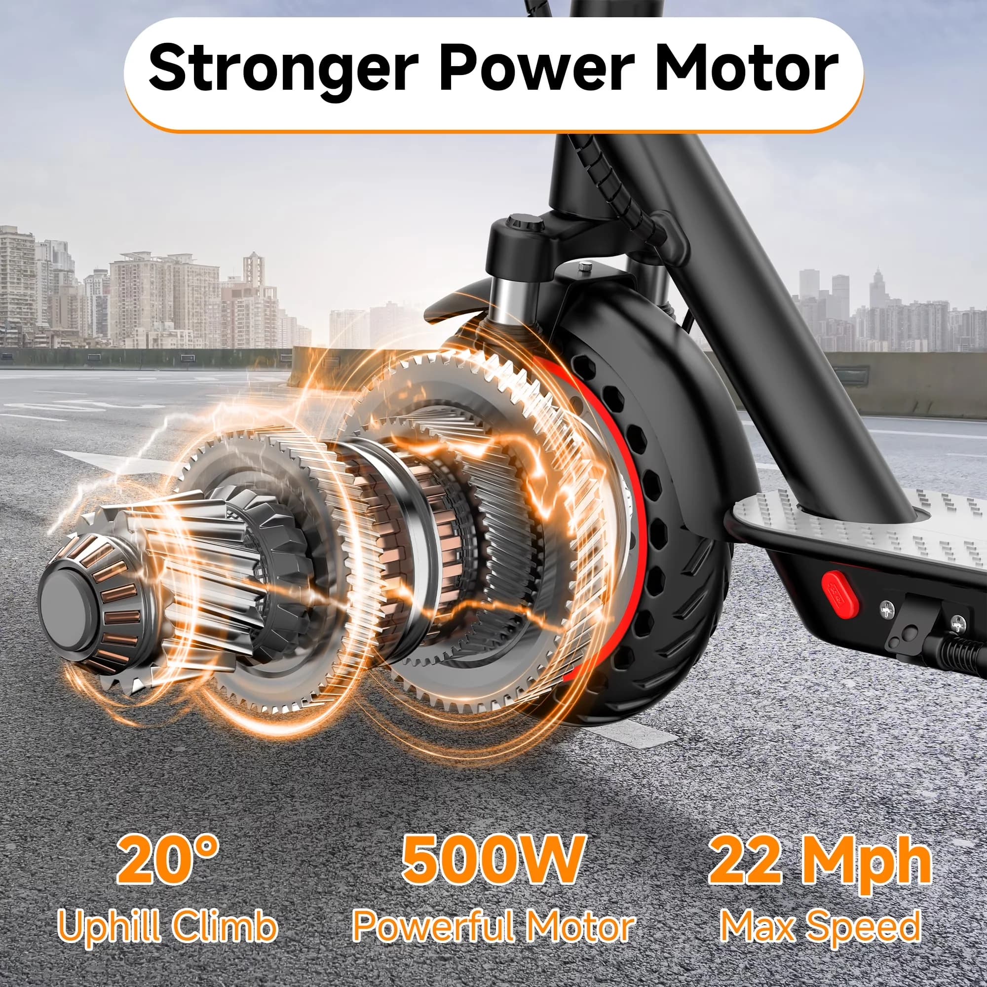 Compact Scooter with 500W, Headlights, N2 10' Electric 500W - Black Aluminum Alloy Model 76ADE5