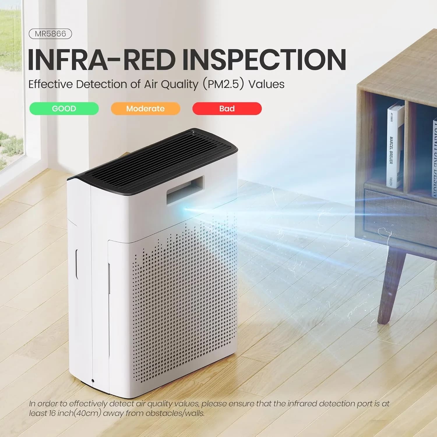 Modern Air Purifier with Filter Change Indicator, Smart Technology Capable - White for Home, Bedroom Model CAC98D