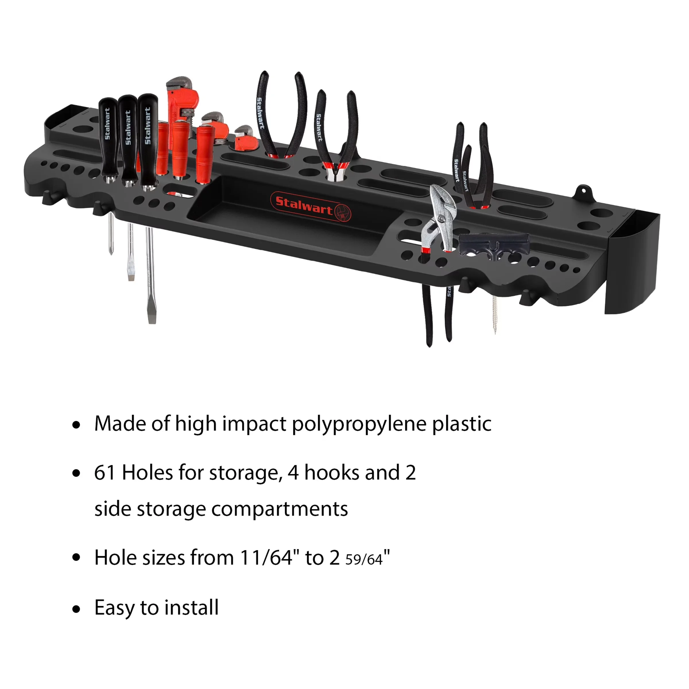 Toolstorage Durable with Storage - Plastic Black Stalwart - Industrial Grade Model 386F1E