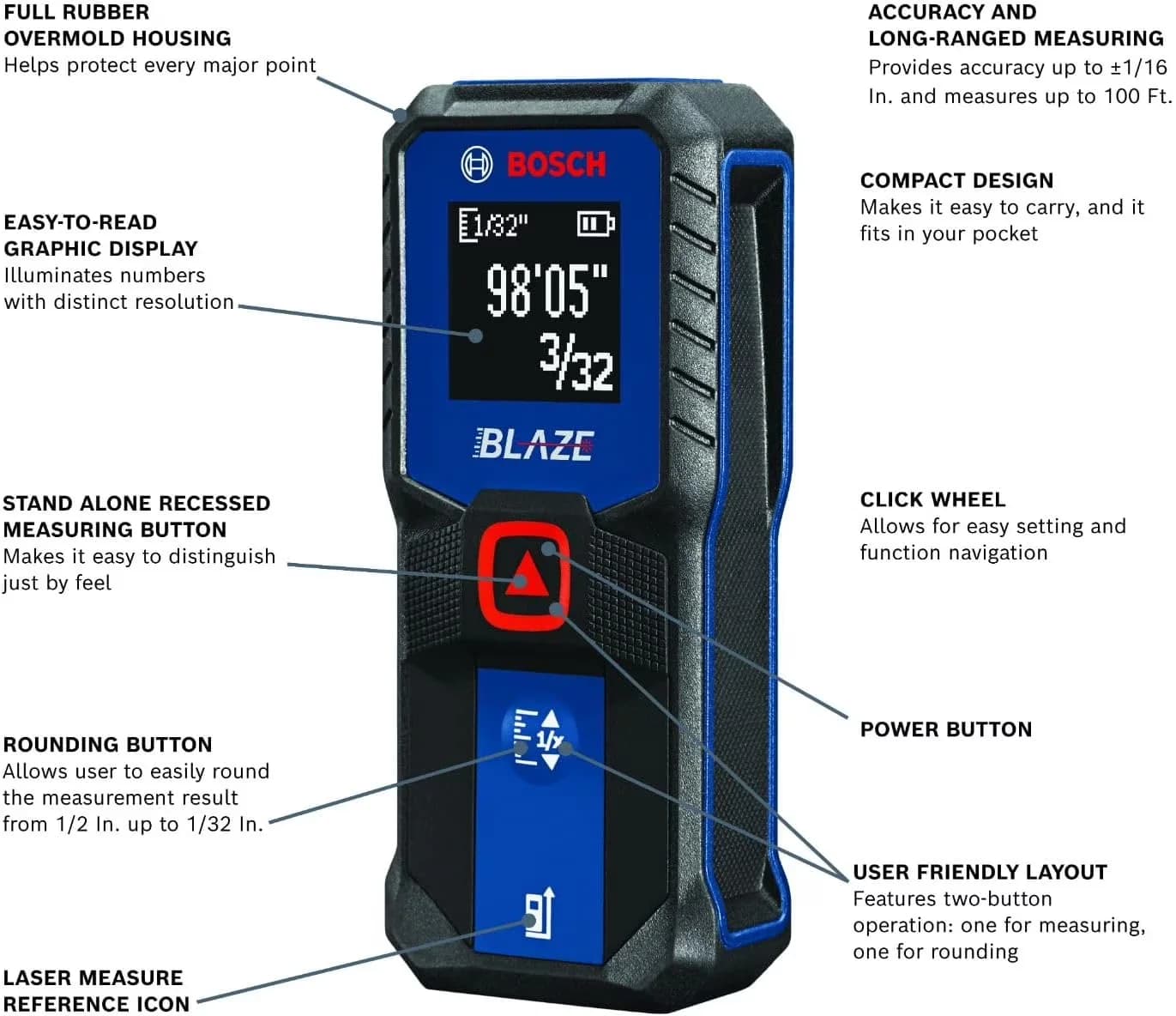 Measuring Layout Classic with Battery, Digital: Yes, Maximum Range: 100 ft. - Multicolor Plastic Model 296694