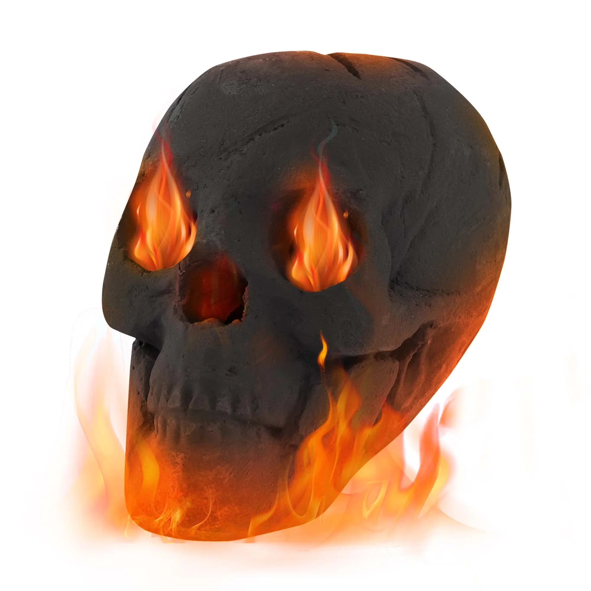 Classic Outdoor Heating with Weatherproof, Reusable Imitated Human Skull, Ceramic Fireproof Fire Pit Skull - Ceramic Fibre Black Model 2E18A5