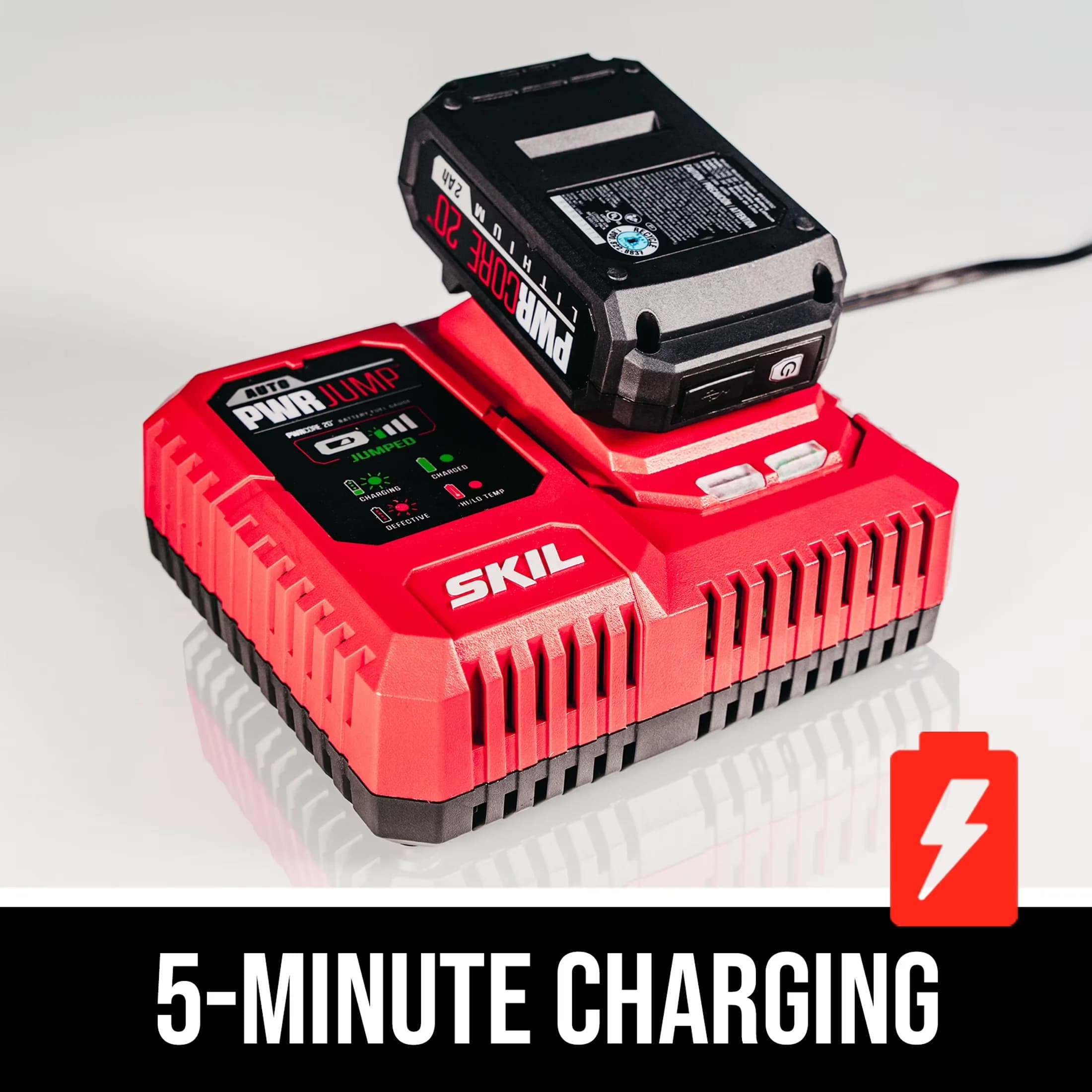 Professional Drills Driver with Battery, Variable Speed, 2.0Ah Battery and PWR JUMP™ Charger - Black, Red Model 5A076D