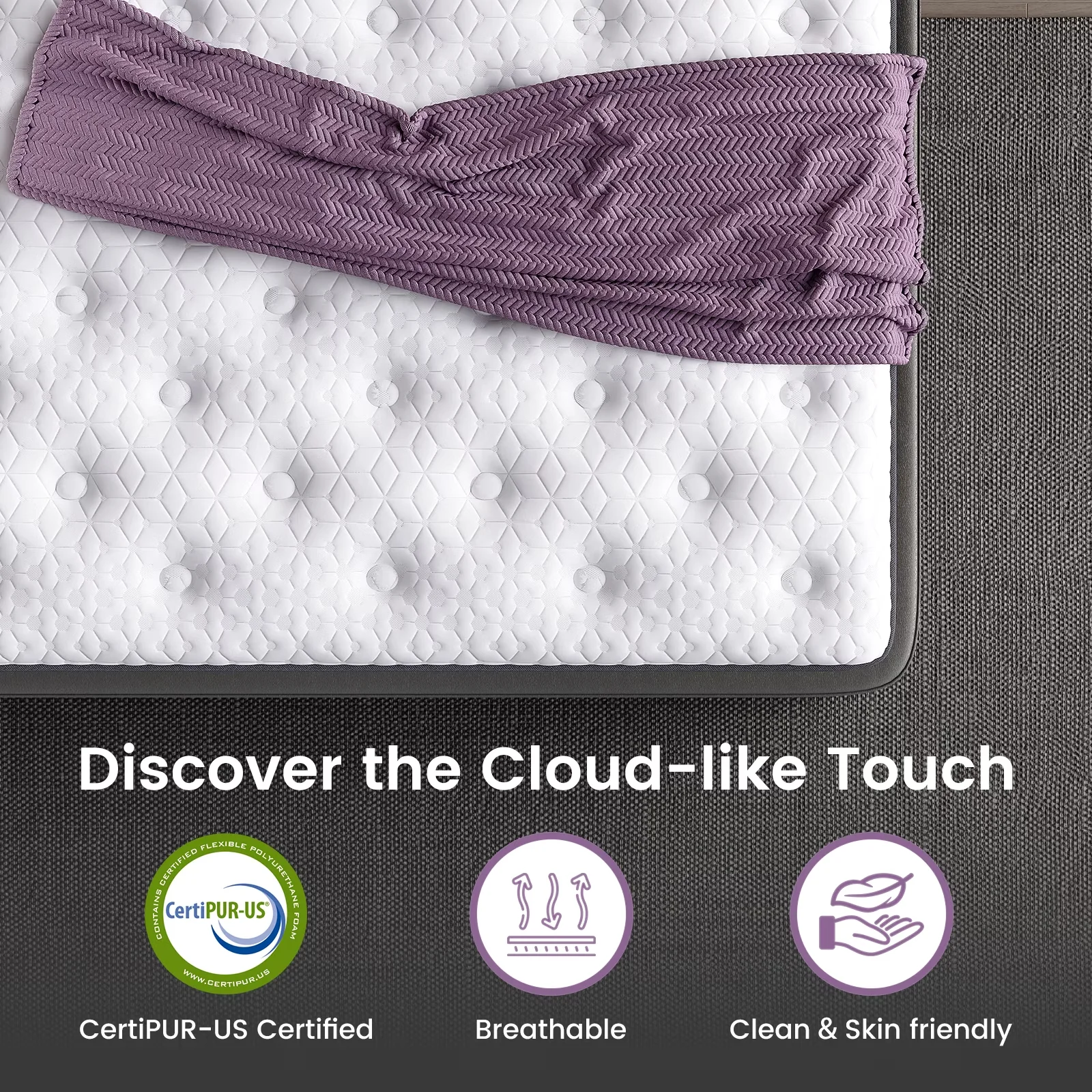 Efficient Mattresses Accessory with Cooling Technology, Fiberglass Free, Euro Top - Black Cooling Gel Memory Foam+Pocketed Springs Model 6456F9