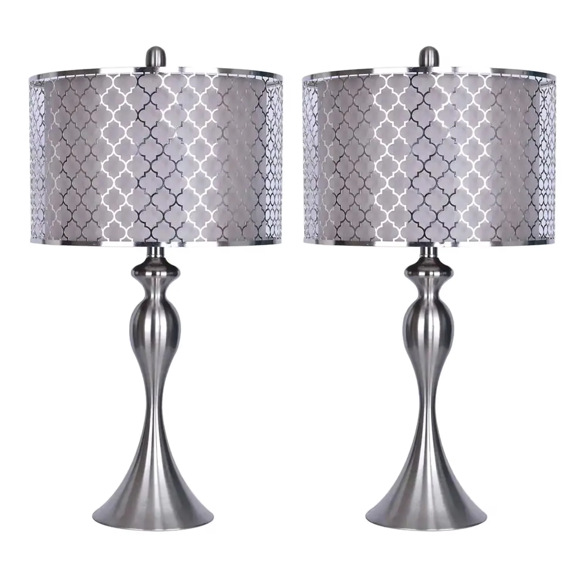 Compact Lamp Set with Modern, Material: Metal, Quatrefoil (Set of 2) - Multicolor Metal Model A4A25C