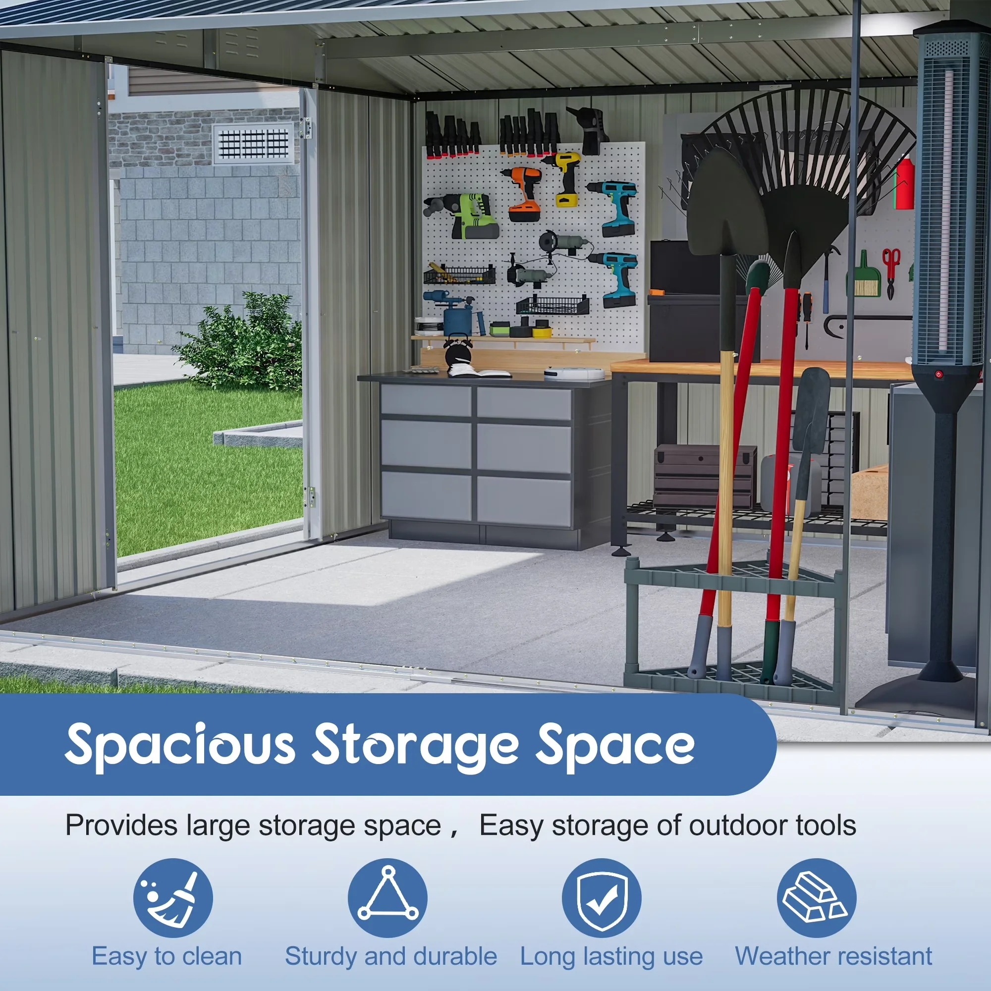 Compact Shed with Rust Resistant - Black Metal 10x10 for Everyday Use Model DD3E97
