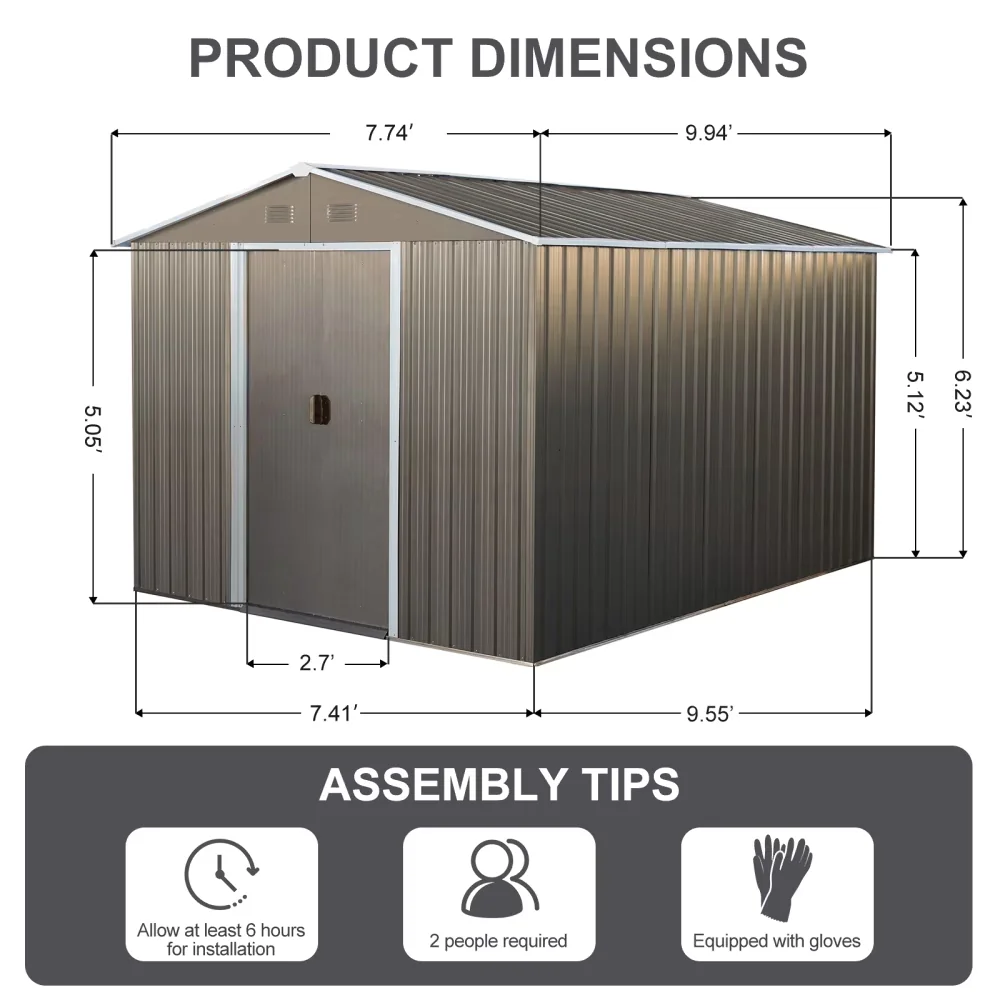 Compact Shed with Paintable, Mold Resistant, Uv Resistant - Gray Iron for Garden, Patio Model 37E71B
