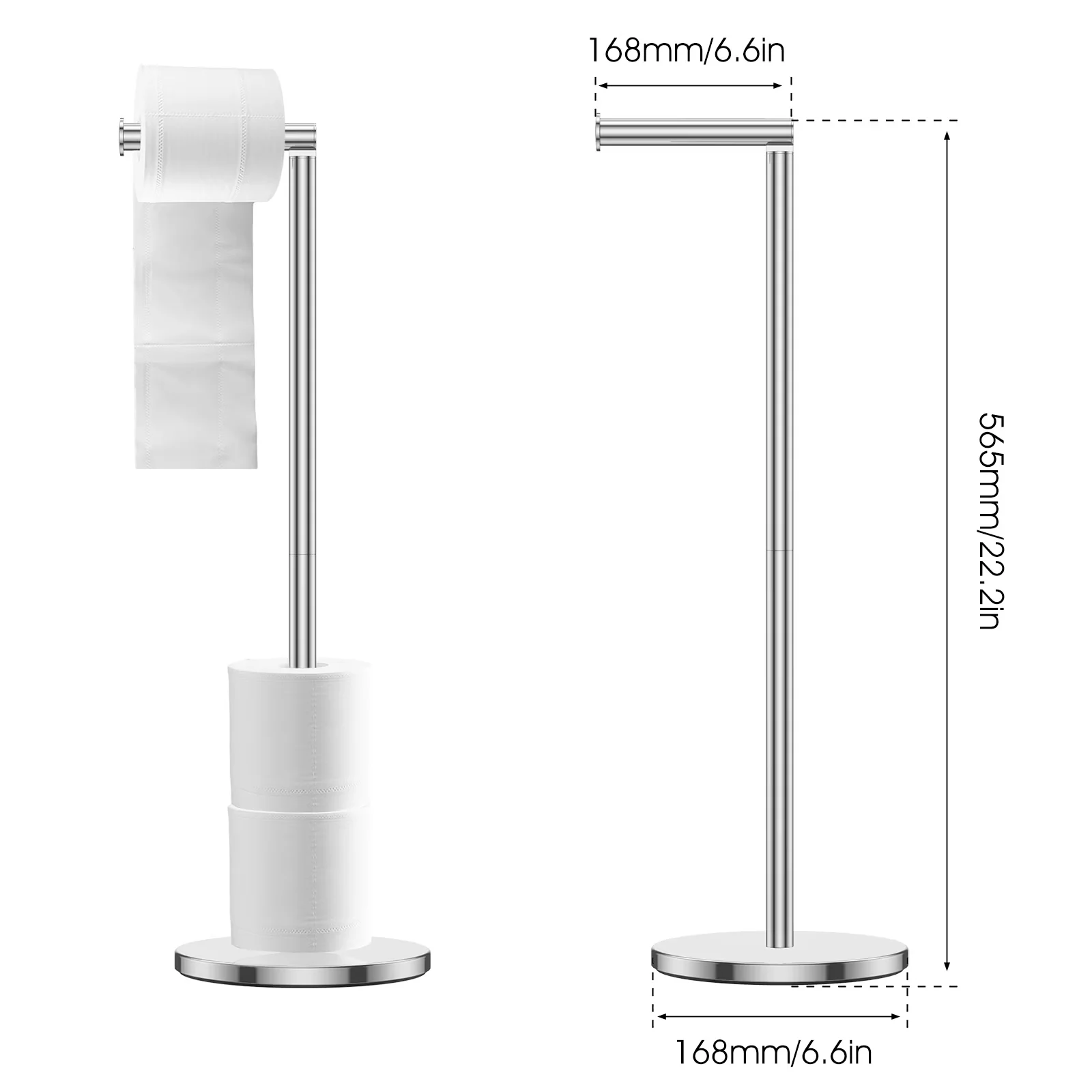 Durable Bathroom Renovation with Stainless Steel Toilet Paper Holder, Floor Stand Storage - Silver Stainless Steel for Bathroom Model 5CAD92
