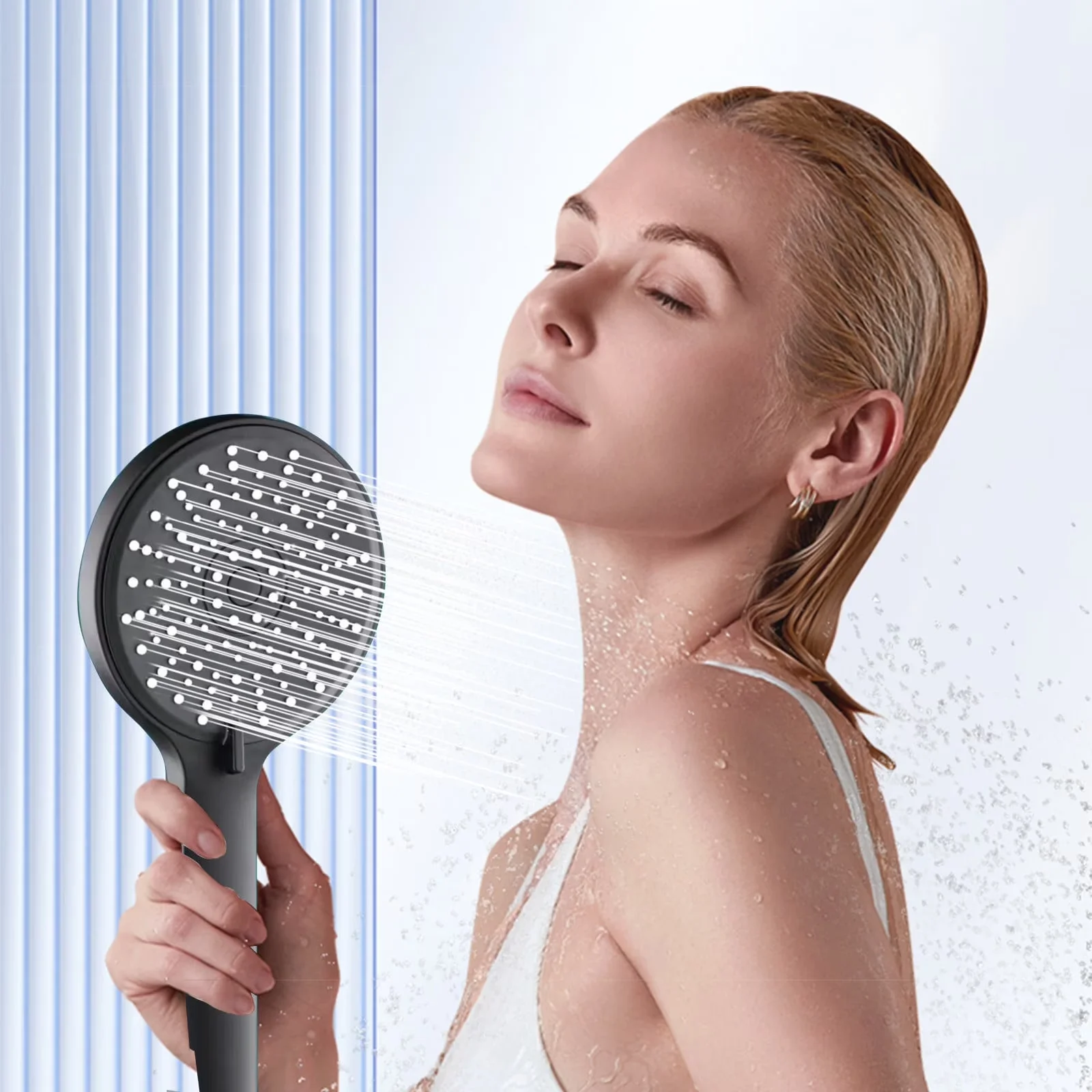Reliable Shower Head with 360 Degree Rotation, Adjustable - Plastic Black Model 6D102B