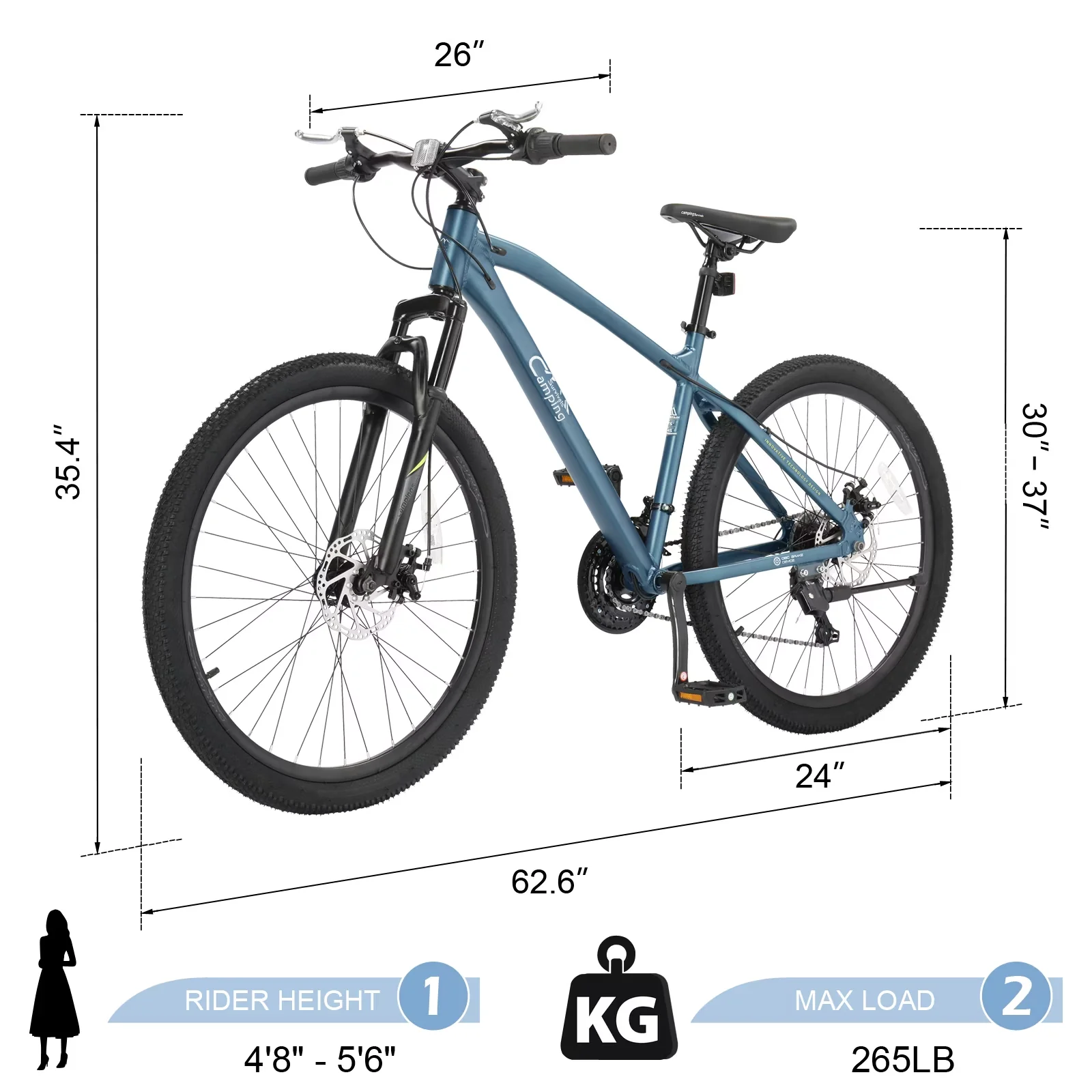 Essential Mountain Bike with Adjustable Seat Height, Adjustable Height - Gray Model 0C0018
