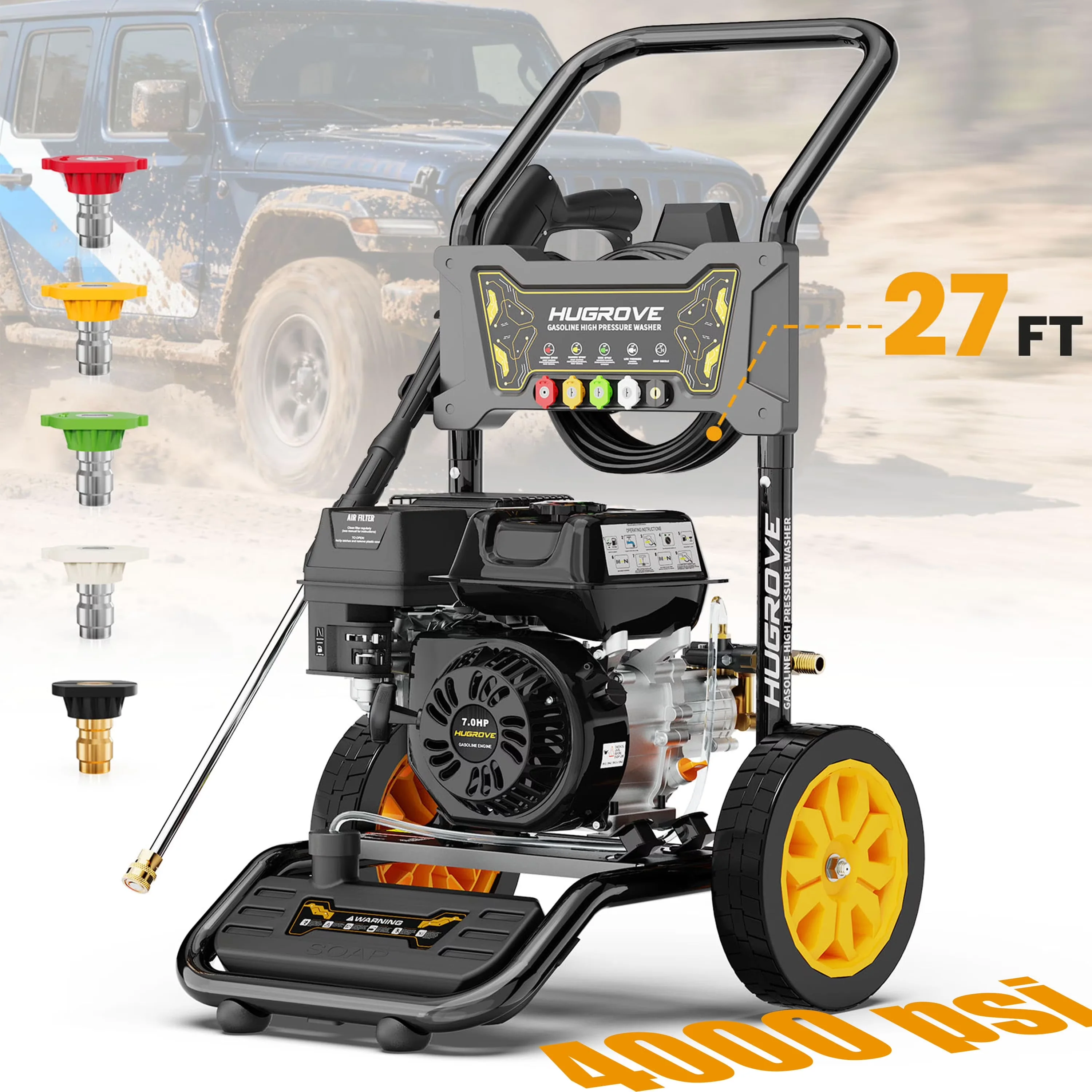 Pressure Washer Reliable with Adjustable Wand, Gas, 2.6GPM - 4000PSI - Durable Build Model 2B5641
