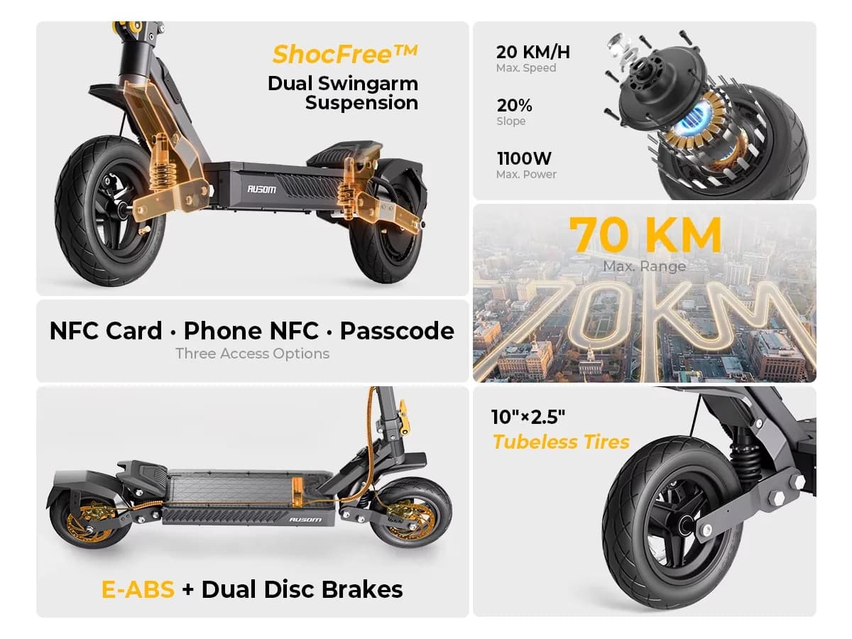 Scooter Professional with 1100W, Foldable, Fast 28 MPH Electric - 6061 Aluminium Alloy Gray Model CD183B