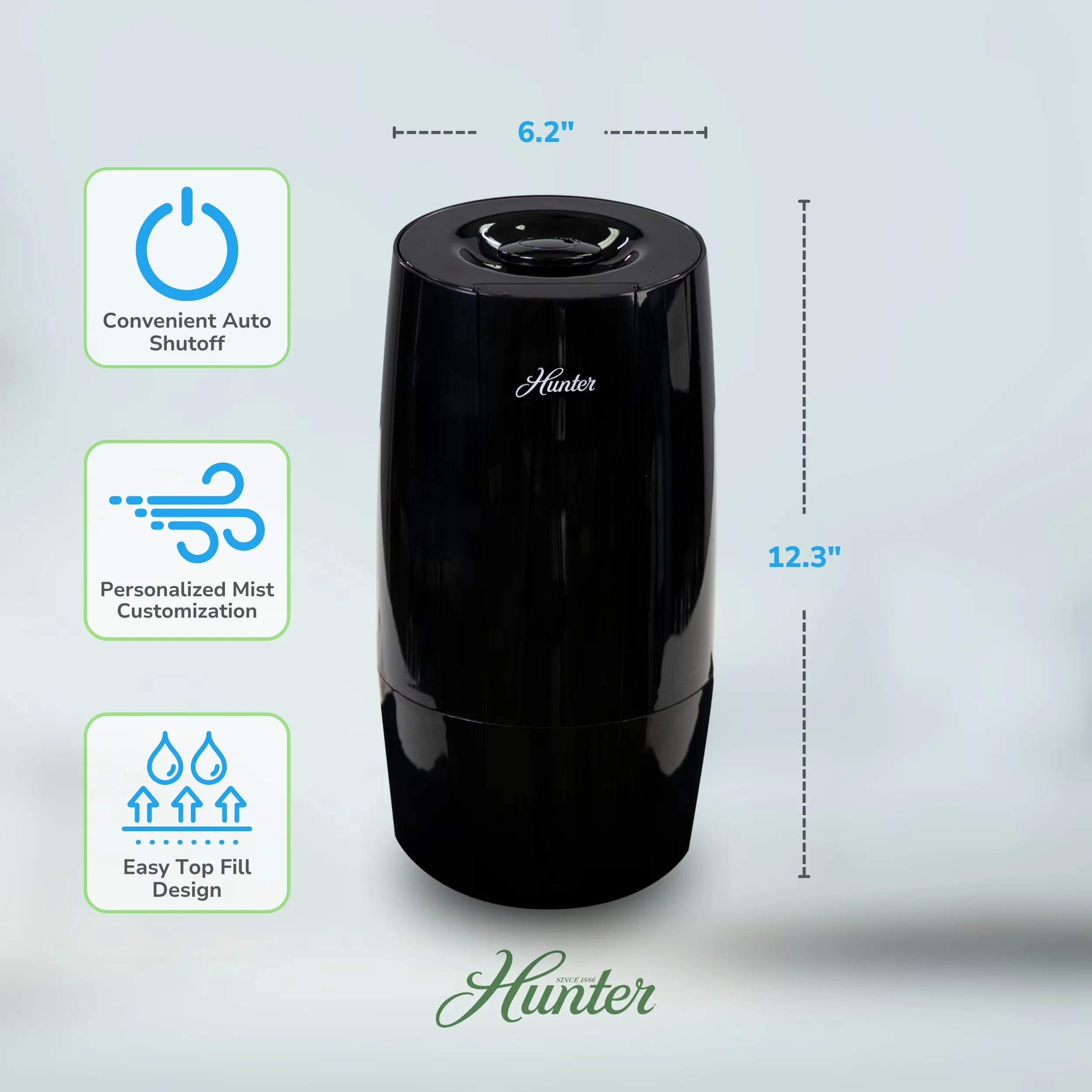 Durable Humidifier with Aspire Cool Mist 0.7 Gal Ultrasonic, Black - Black Model 43972C