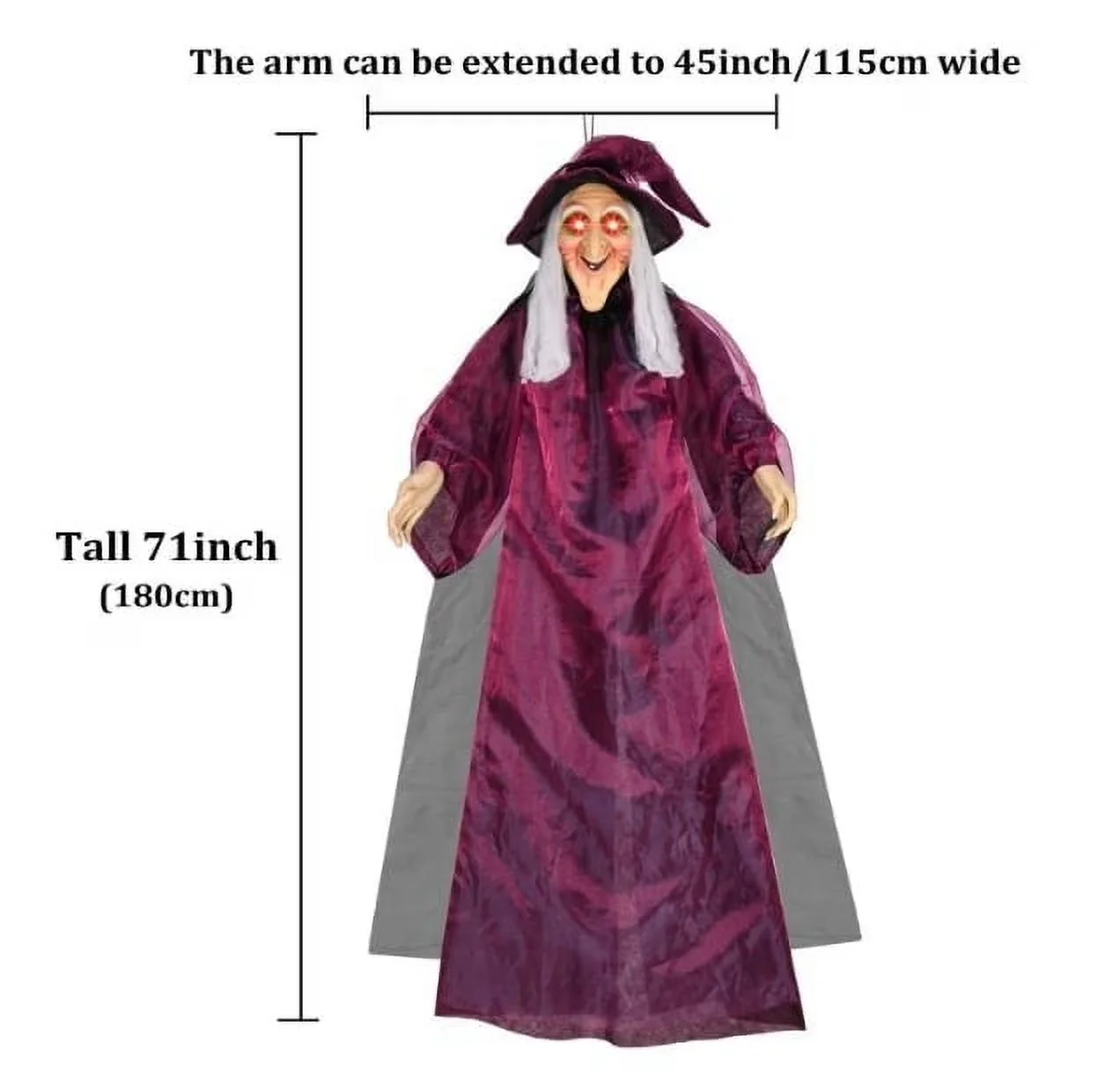 Led Lighting Innovative with Weatherproof, Features an animatronics witch design. - Plastic Purple Model D14E59