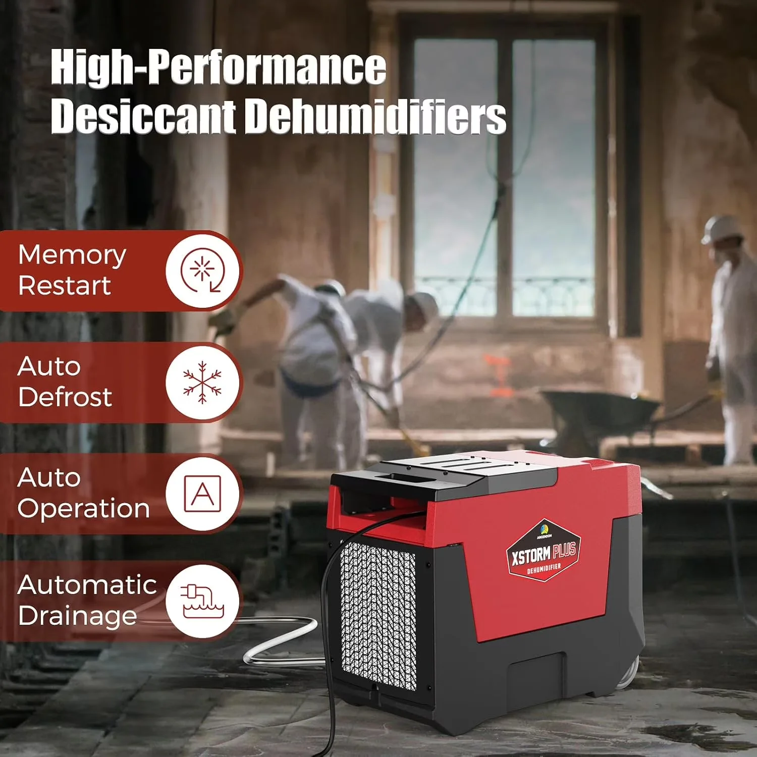 Versatile Dehumidifier with Remote Controlled, Automatic Defrost Control, Energy Efficient - Red Model DA2BF8