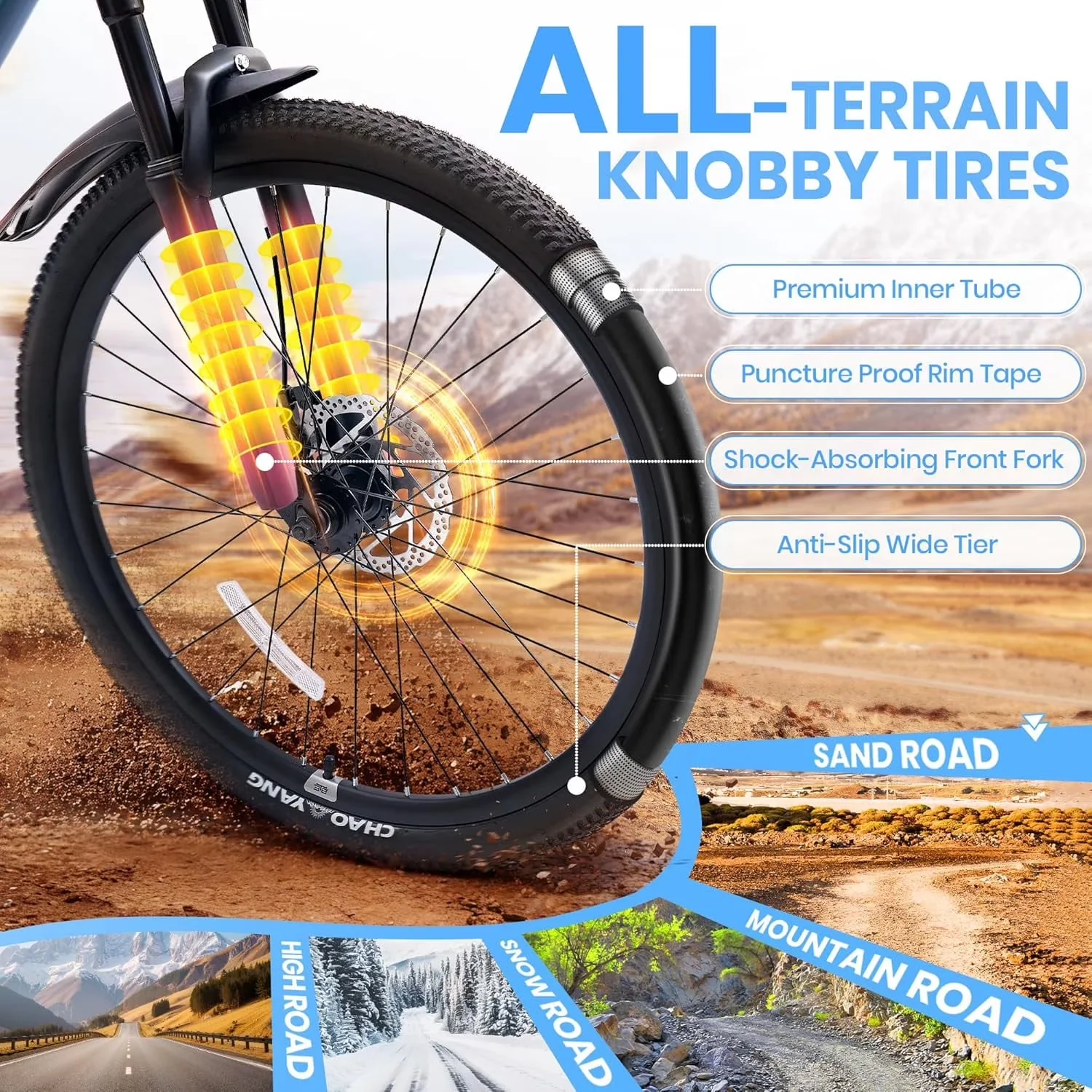 Mountain Bike Sleek with Adjustable Height, 26 Inch - Blue 21 - Low Maintenance Model CADCAB
