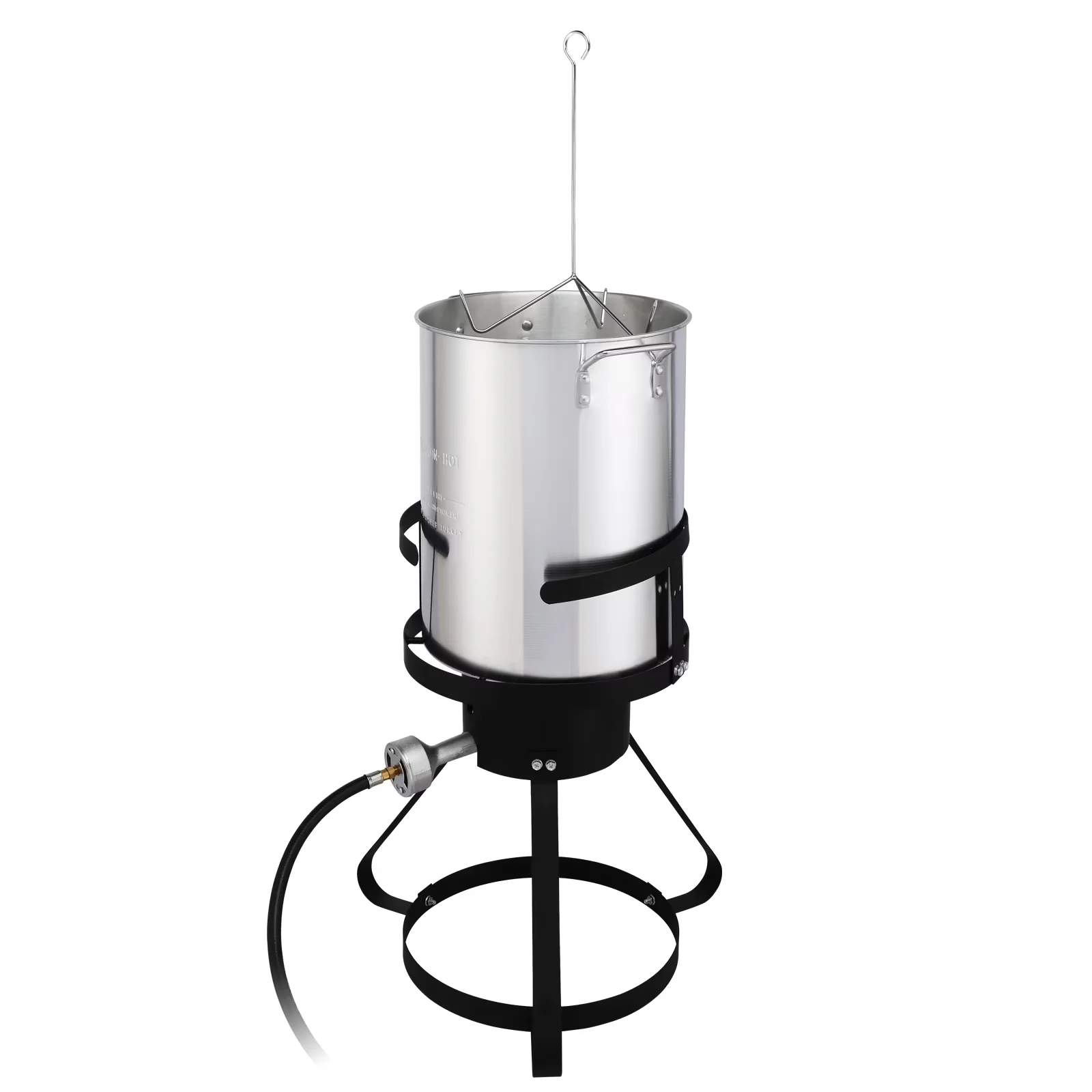 Quality Outdoor Fryer with Gas, Black Round Iron Stove Frame, 13*32inch Four-Piece Set - Black Model 62695B