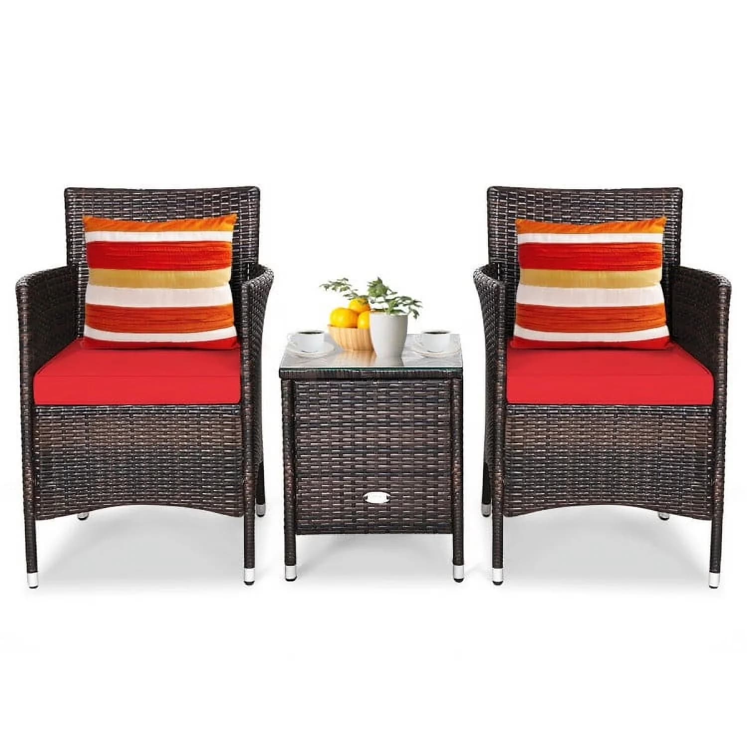 Efficient Outdoor Sofas Sectional with Modern, Weather-Resistant - Red Pe Rattan, Steel Frame for Patio Model 50E691